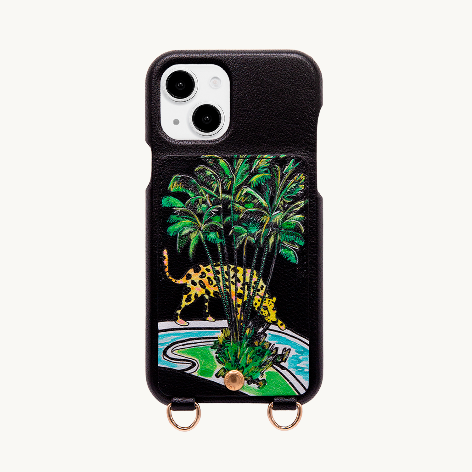 Leather iPhone case with wallet and loops LOU x FILIPE JARDIM - Black