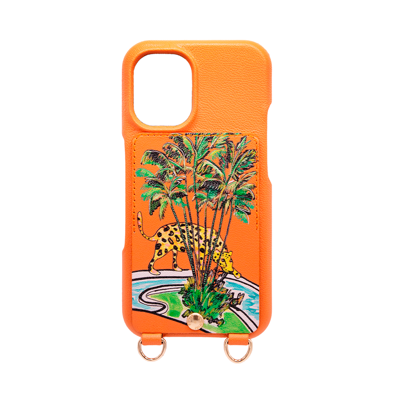 Leather iPhone case with wallet and loops LOU x FILIPE JARDIM - Orange