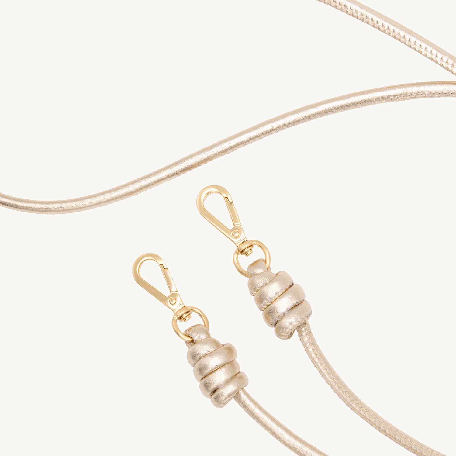 Cordon de telephone bandouliere en cuir dore