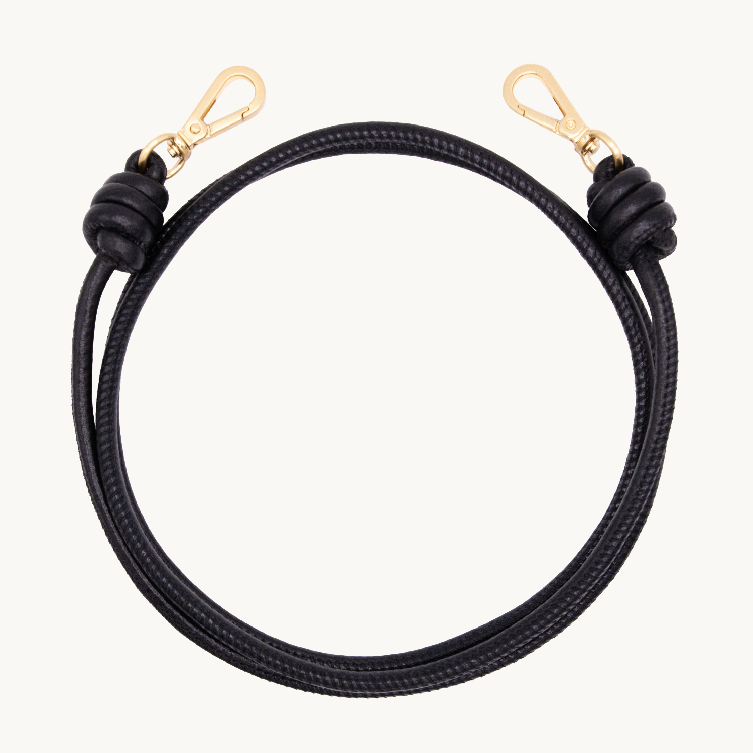 Cordon cuir Noir Metallisé bandouliere pour telephone avec mousquetons