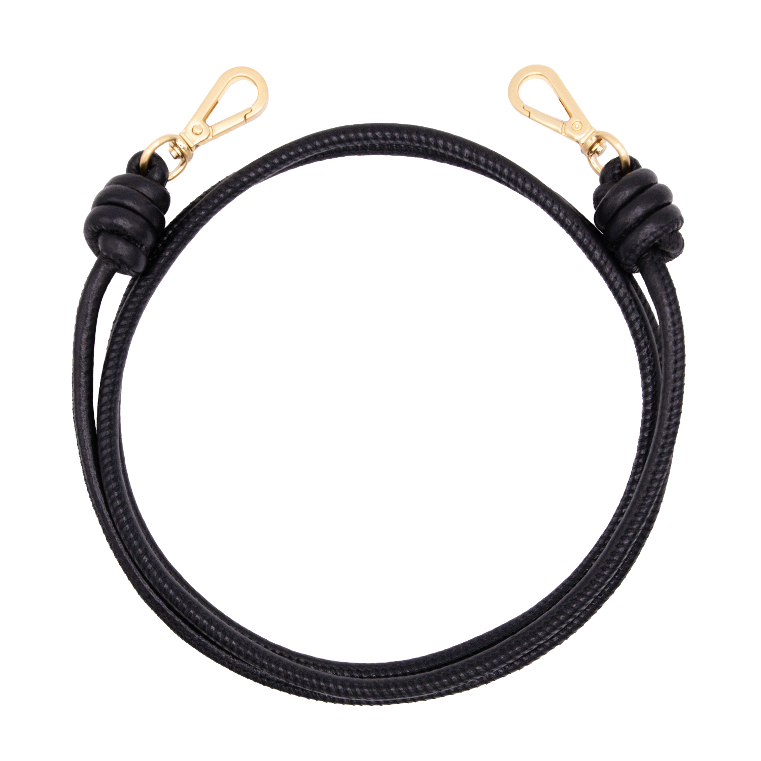 Cordon cuir Noir Metallisé bandouliere pour telephone avec mousquetons