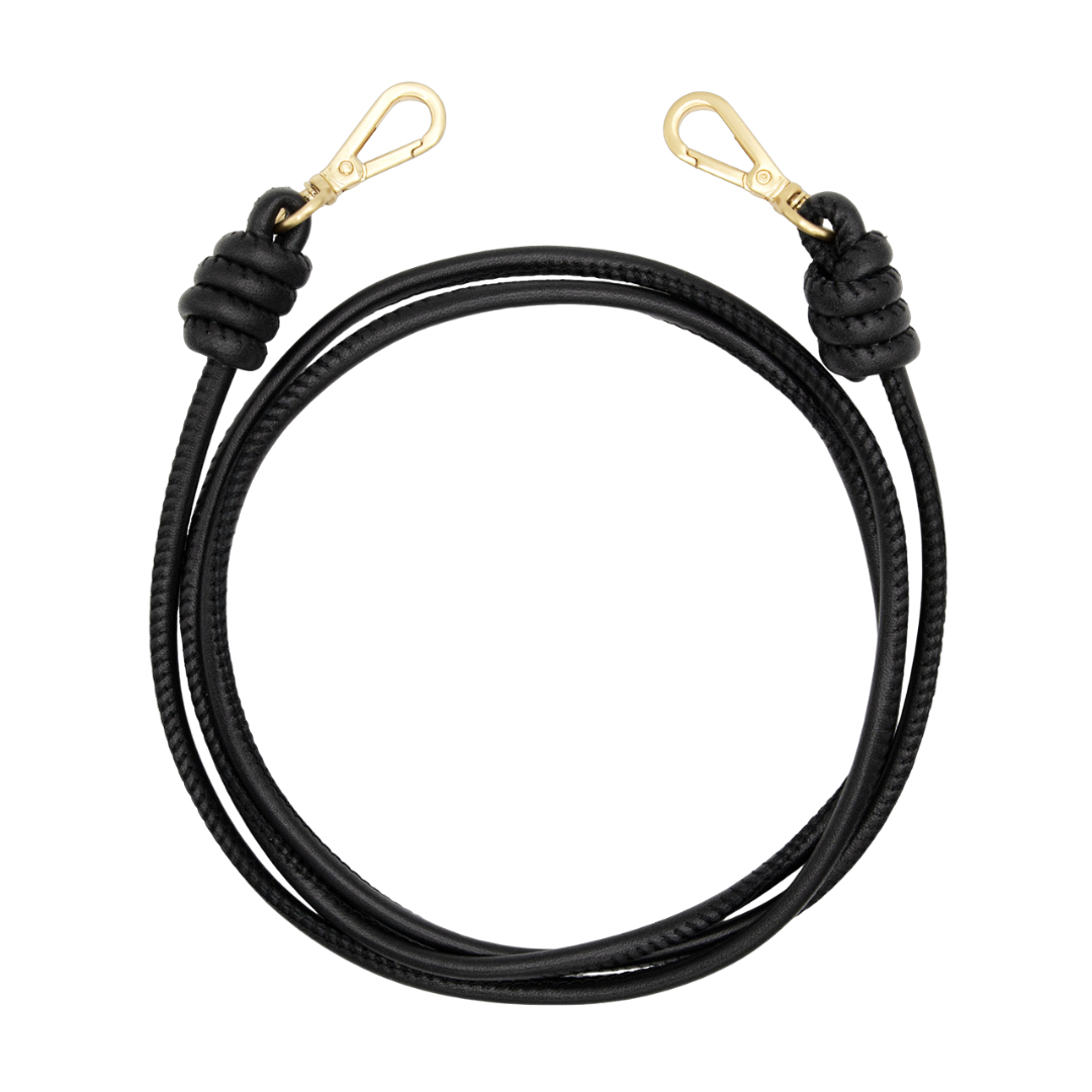 Cordon de telephone bandouliere en cuir noir