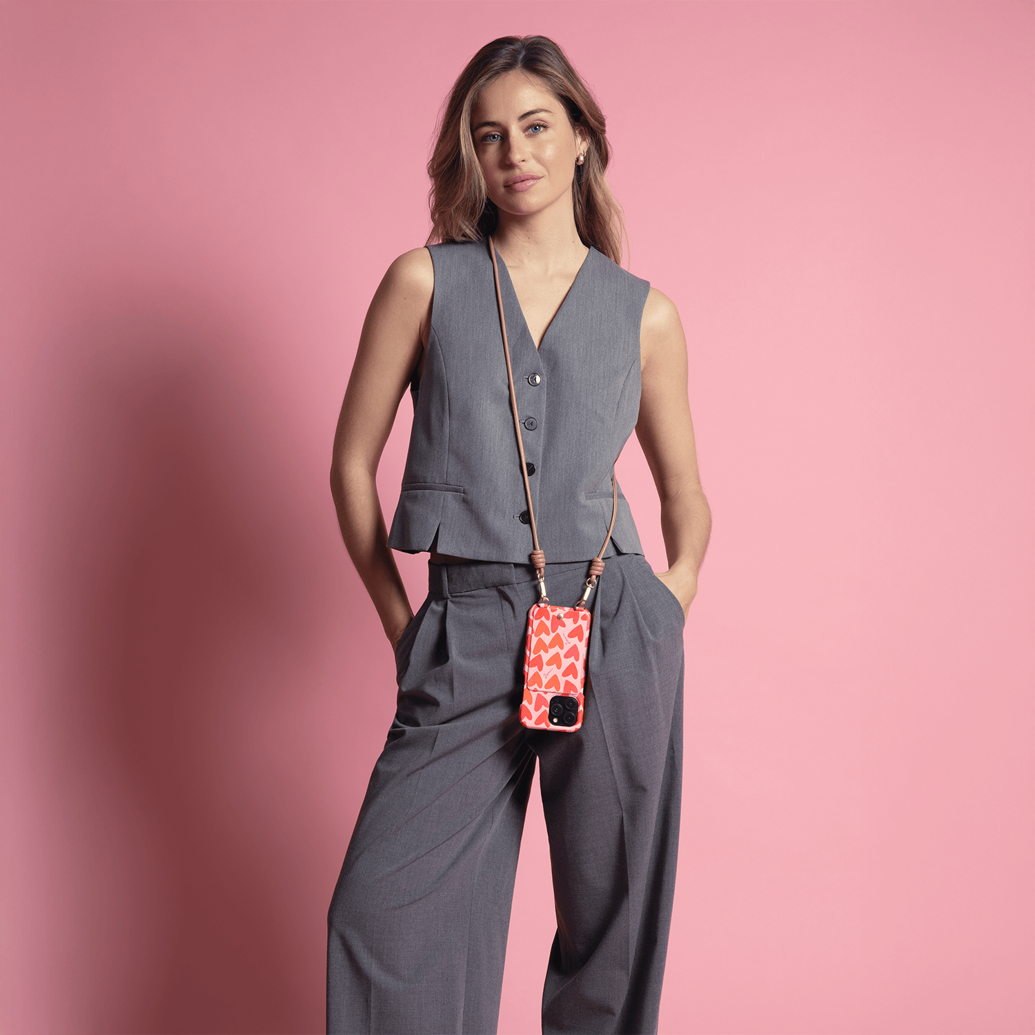 Leather cord KATE - Old Pink