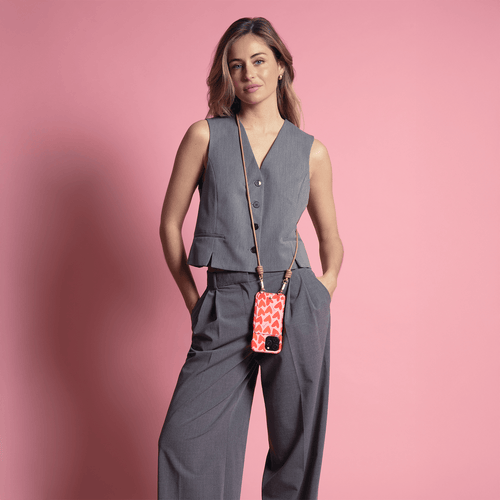 Leather iPhone case with wallet and loops LOU - Hearts