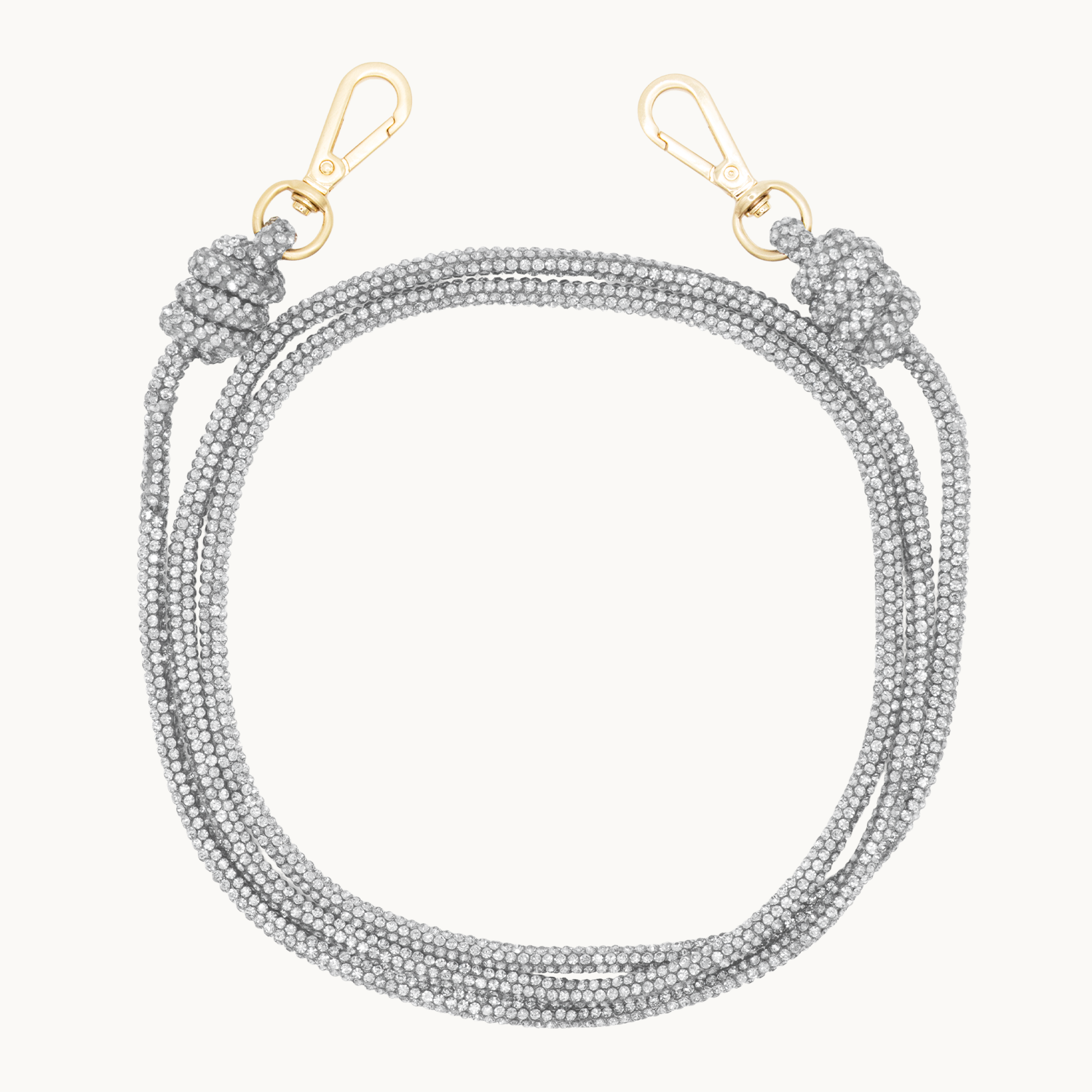 Cordon de telephone bandouliere a strass argente