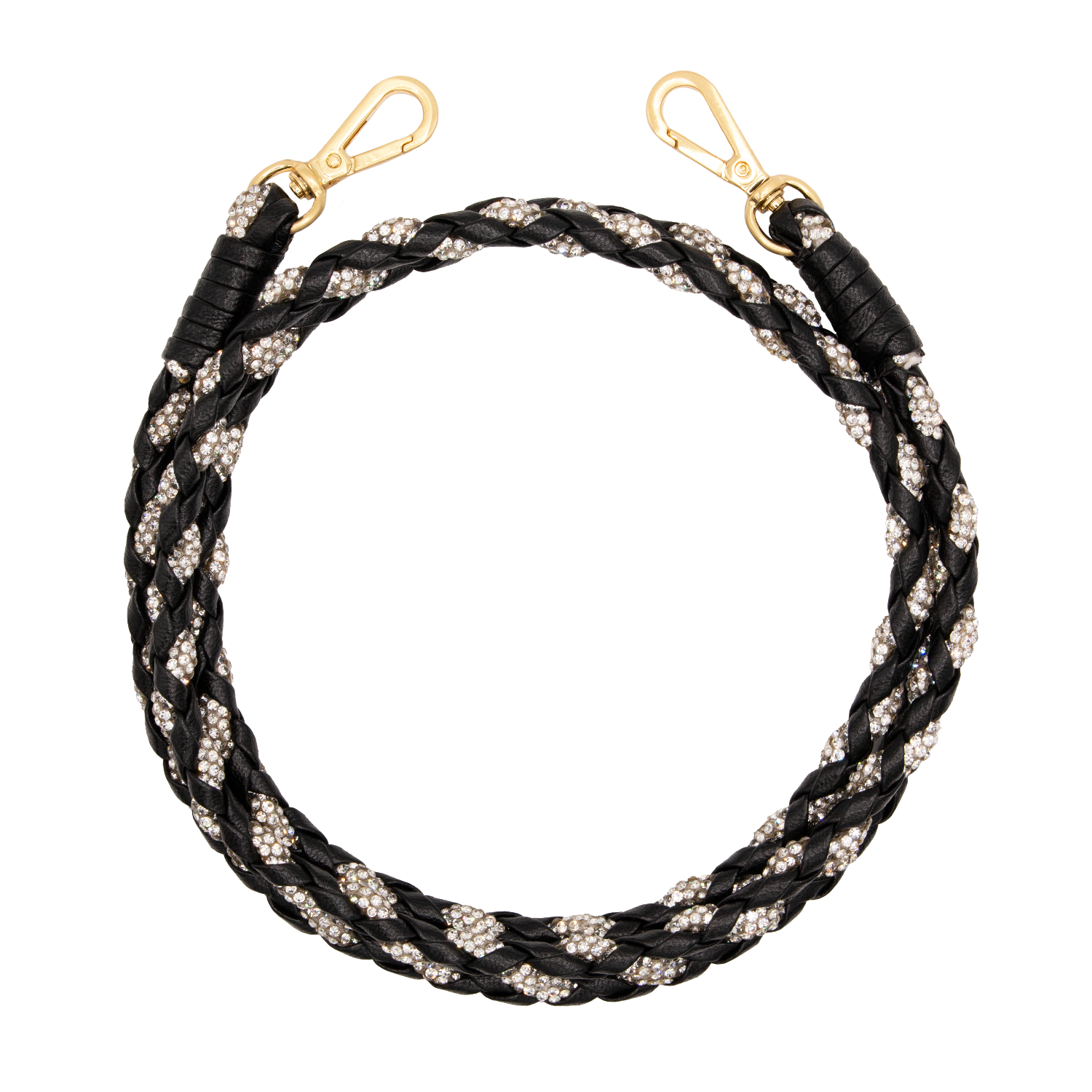 Bandoulière en cuir noir avec des paillettes