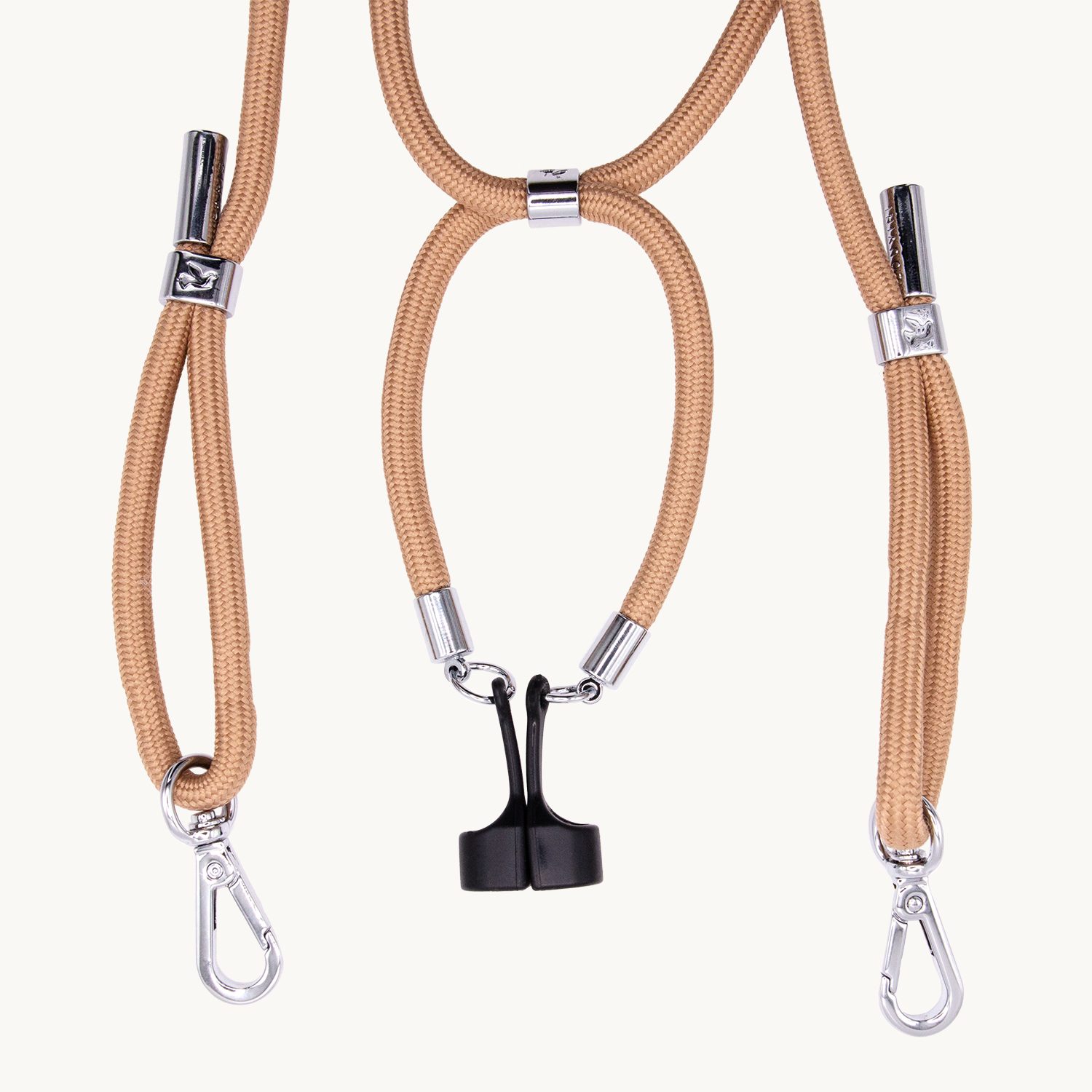 cordon reglable pour telephone et ecouteurs avec mousquetons