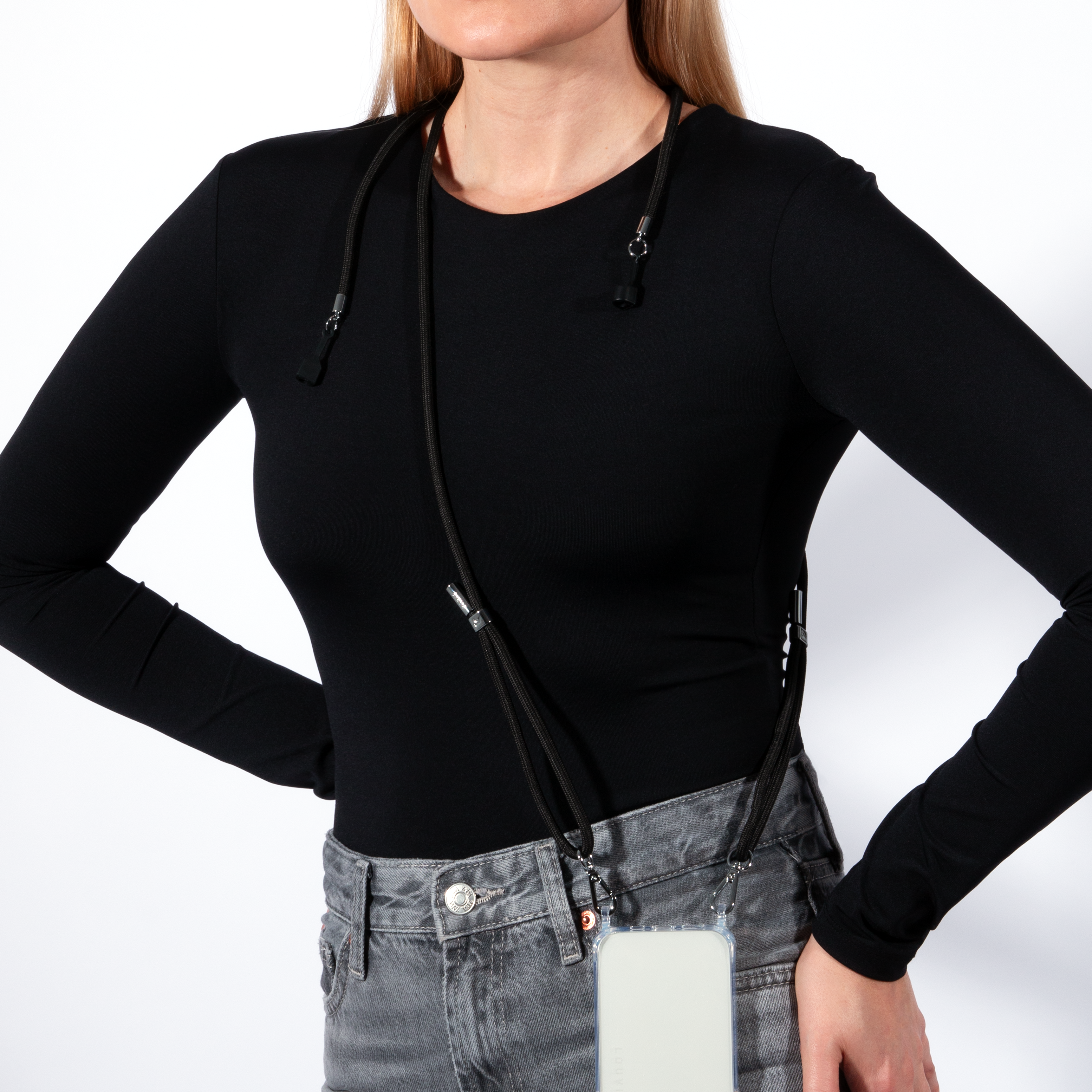 Cordon pour téléphone ajustable noir