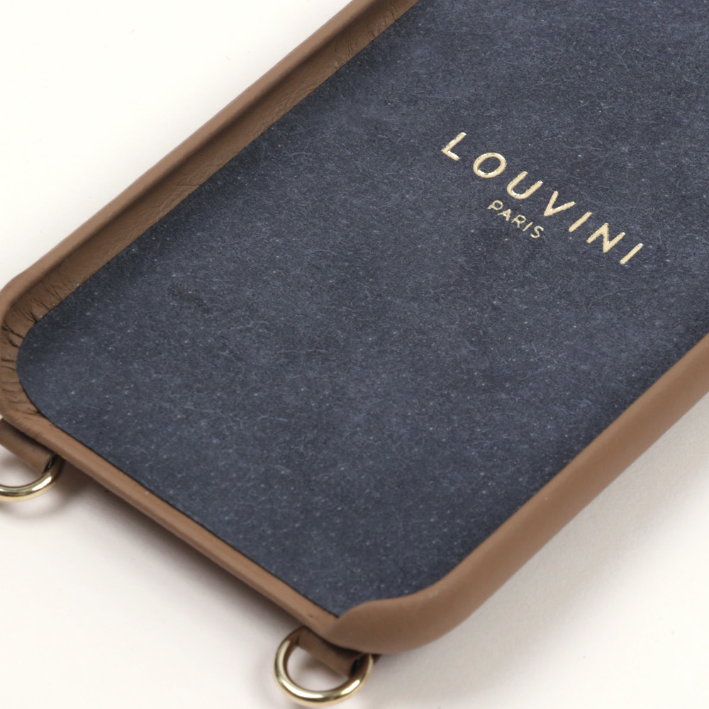 COQUE IPHONE CUIR PORTE CARTE AVEC ANNEAUX LOU CAMEL