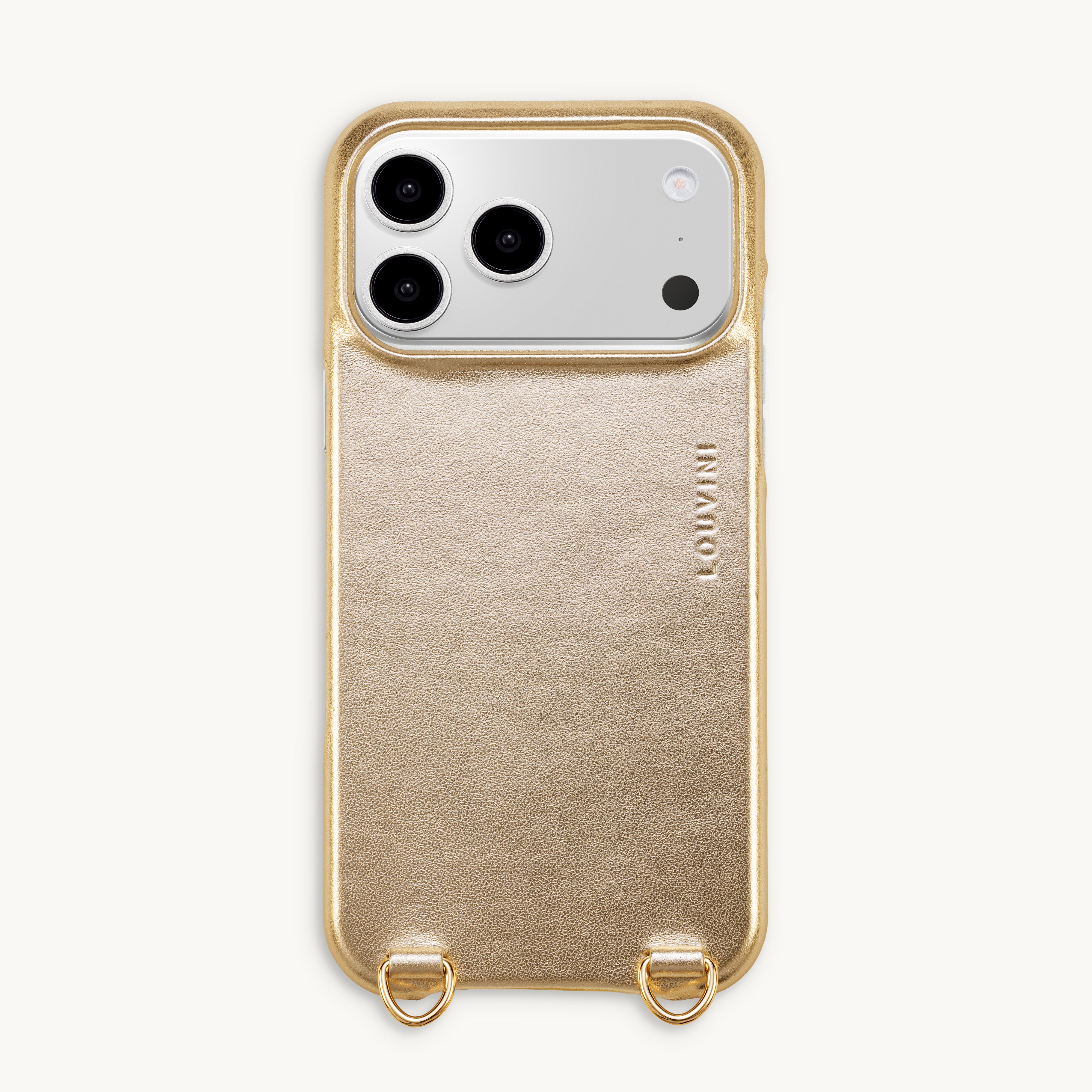 Leather iPhone case with loops and Magsafe MAX - METALLIC GOLD
