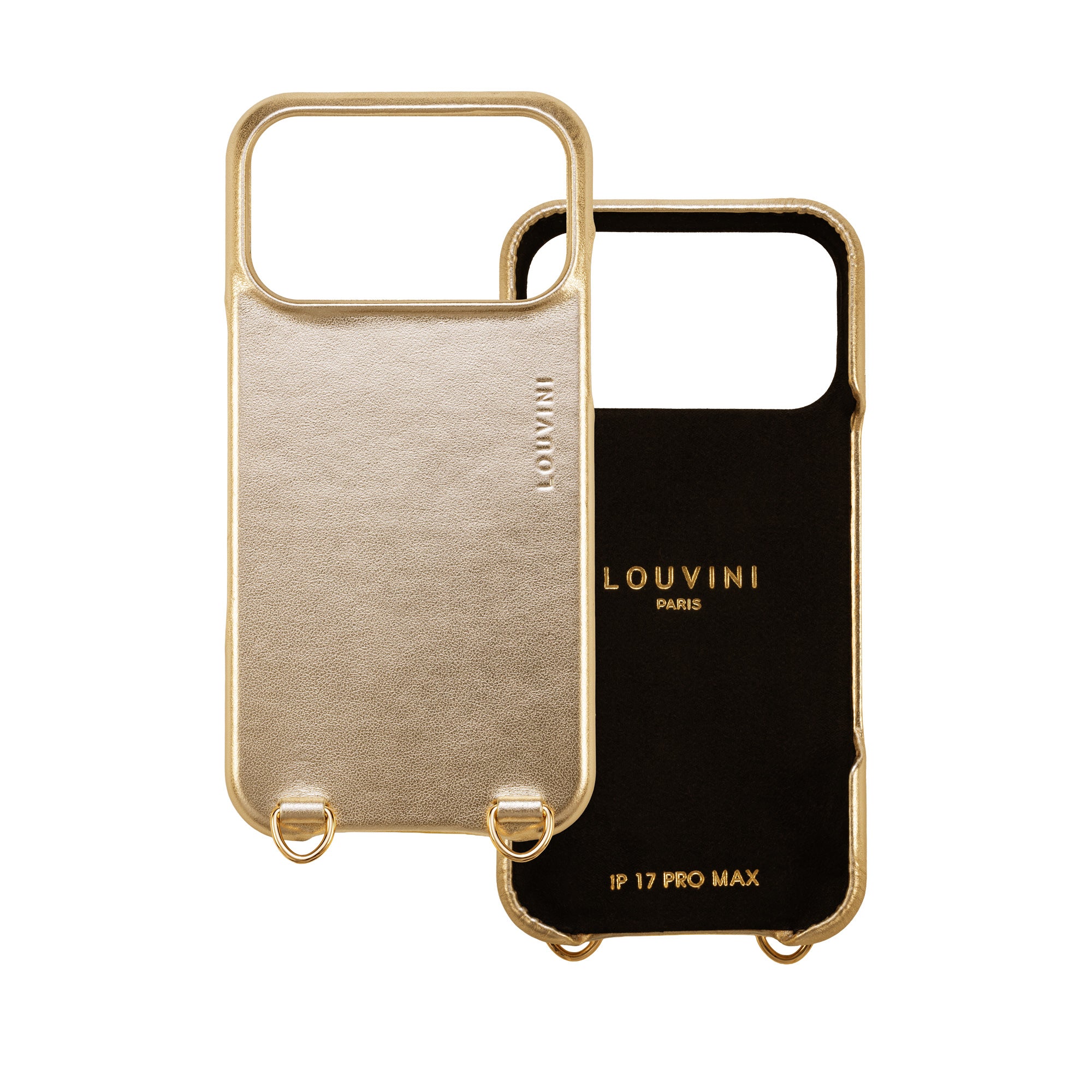 Leather iPhone case with loops and Magsafe MAX - METALLIC GOLD