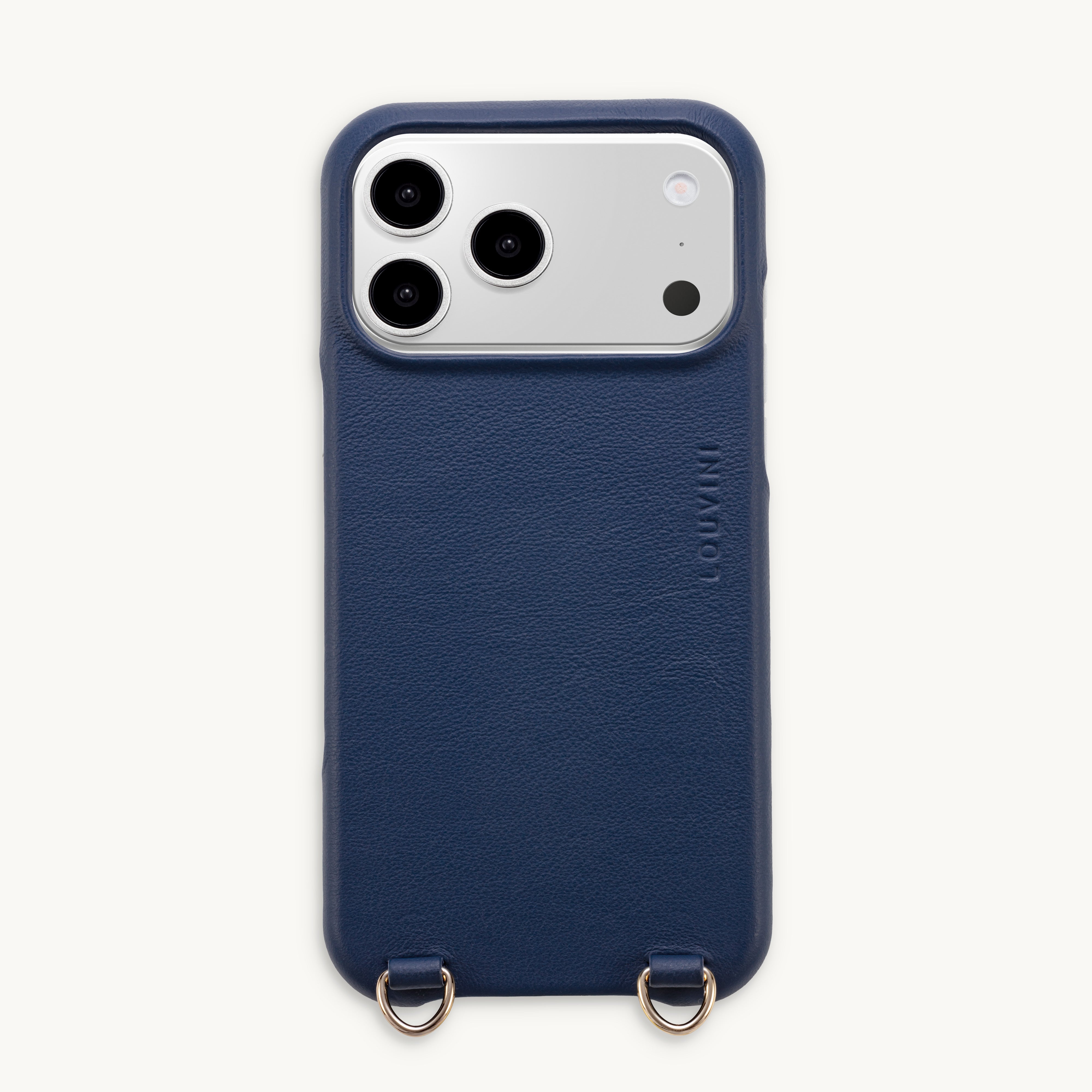 Leather iPhone Case with Loops and MagSafe MAX - NAVY