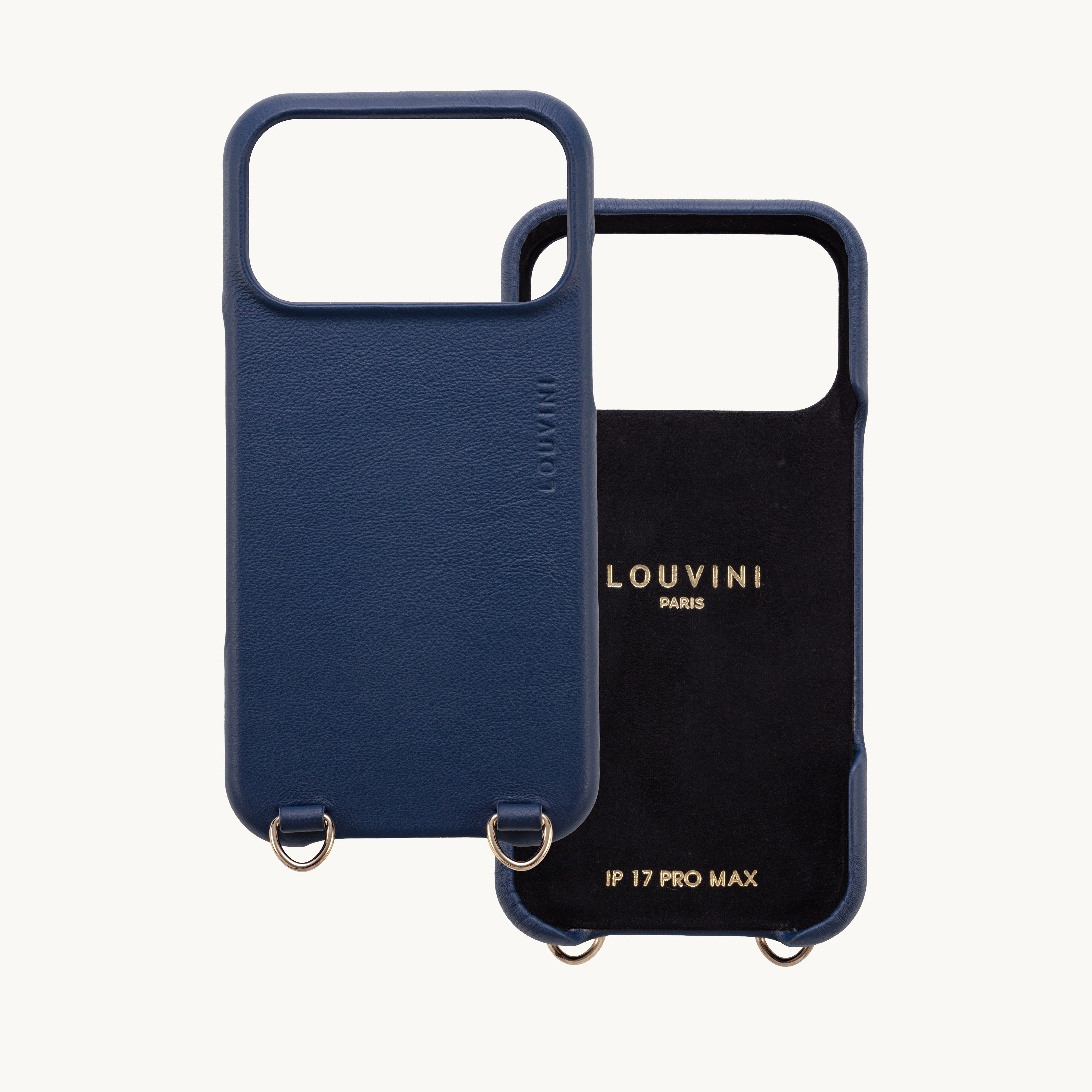 Leather iPhone Case with Loops and MagSafe MAX - NAVY
