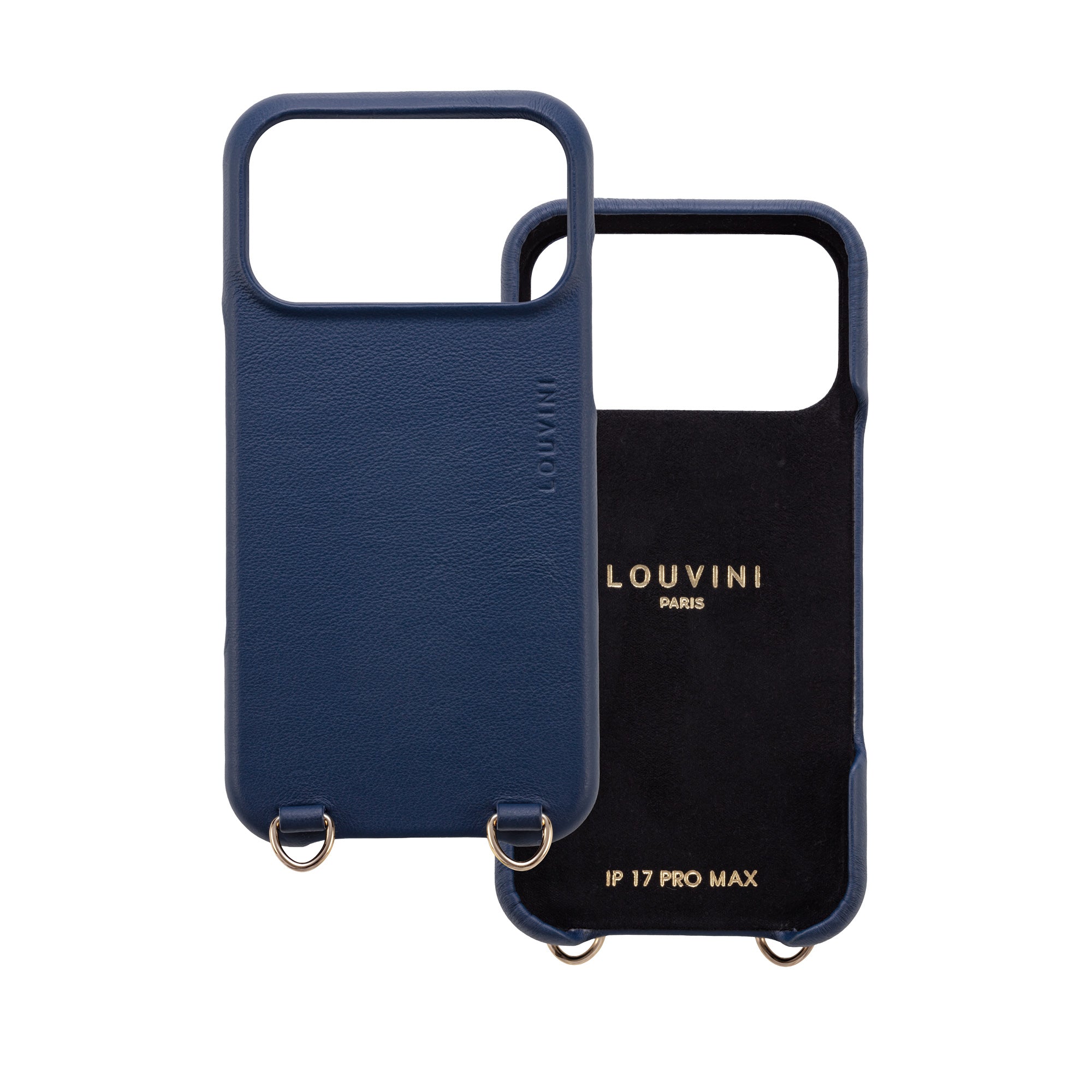Leather iPhone Case with Loops and MagSafe MAX - NAVY