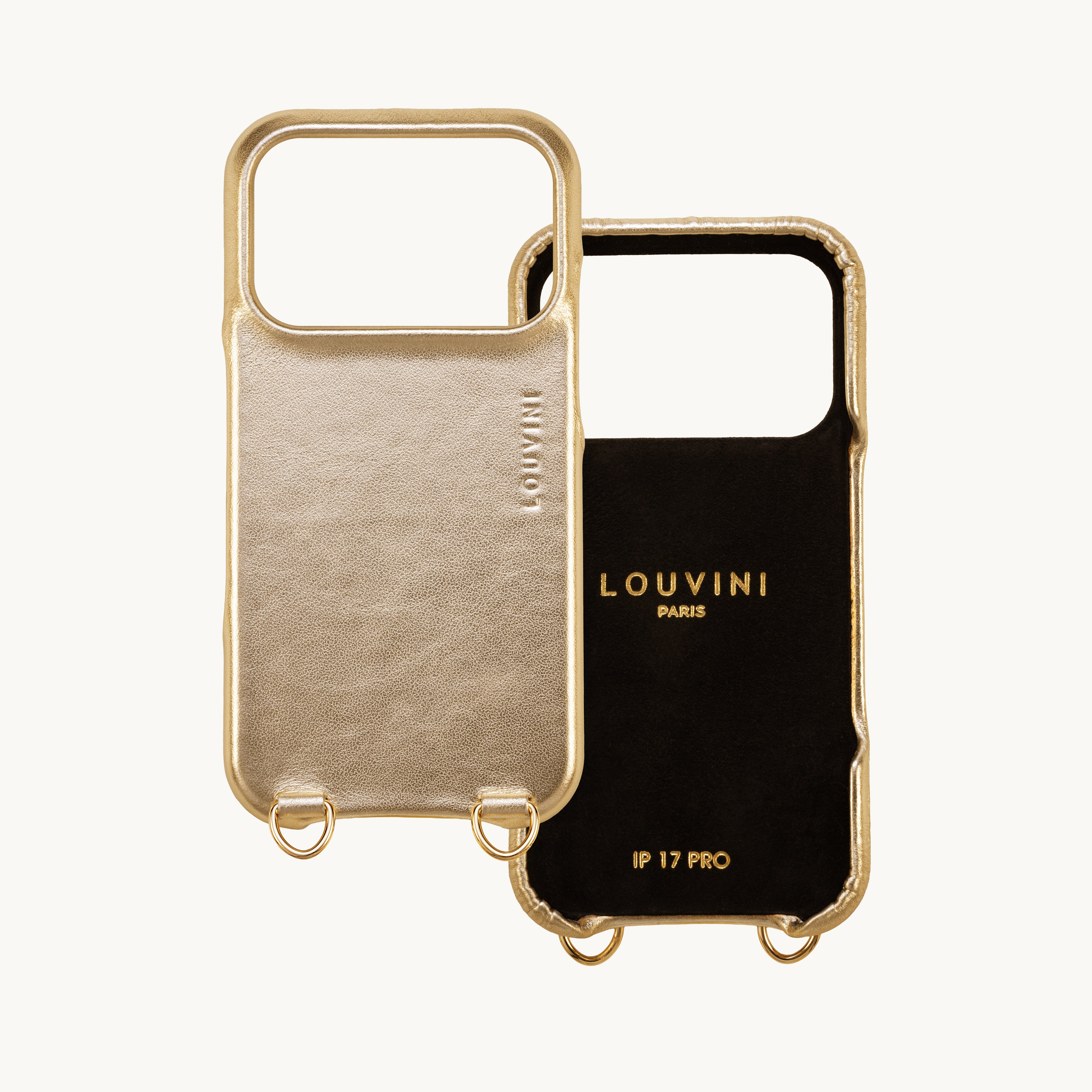 Leather iPhone case with loops and Magsafe MAX - METALLIC GOLD