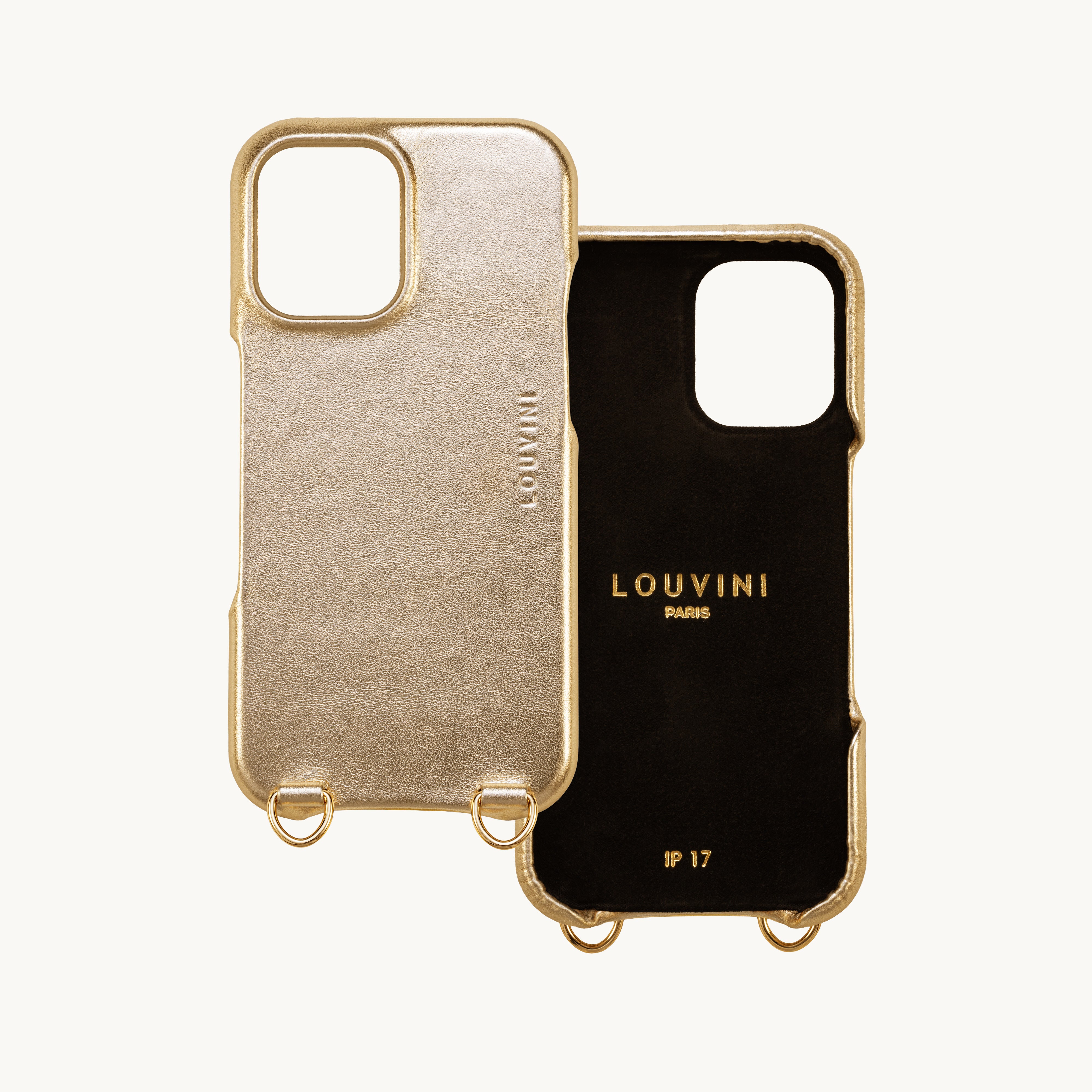 Leather iPhone case with loops and Magsafe MAX - METALLIC GOLD