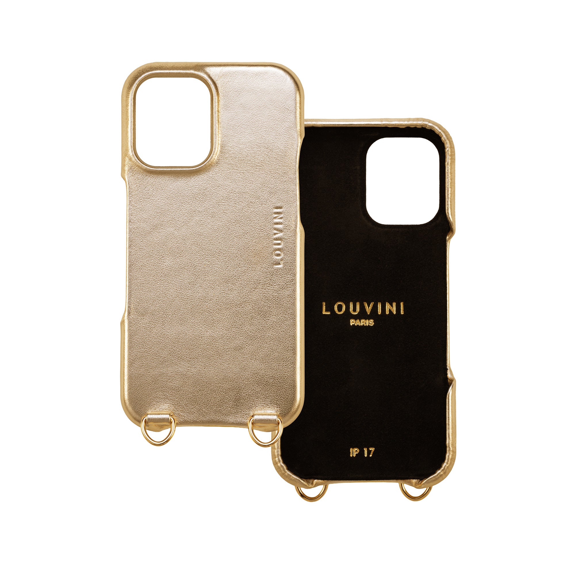 Leather iPhone case with loops and Magsafe MAX - METALLIC GOLD