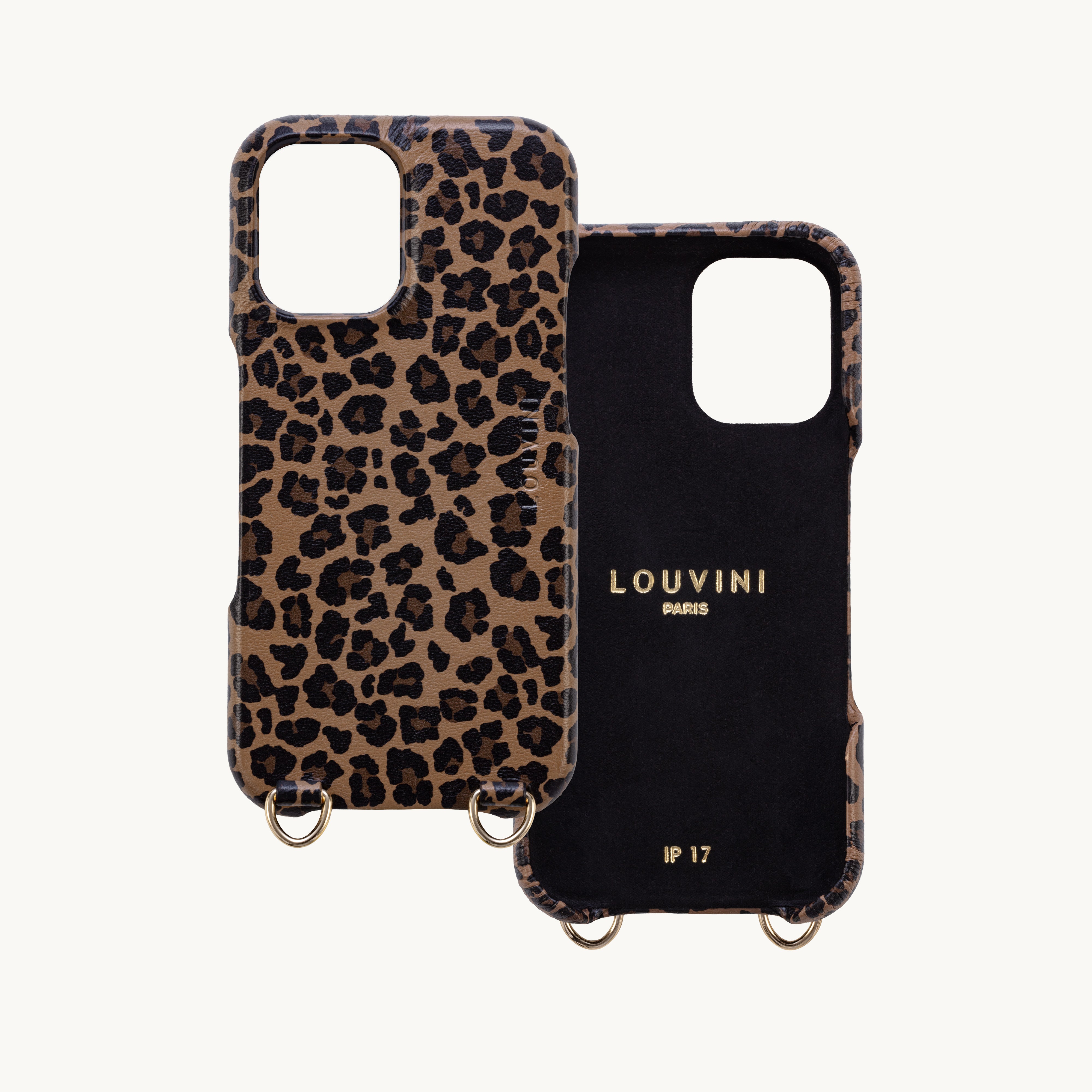 Leather iPhone case with loops and Magsafe MAX - LEOPARD