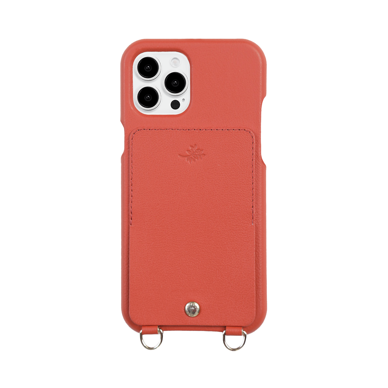 Leather iPhone case with wallet and loops LOU x AIRELLES - ORANGE