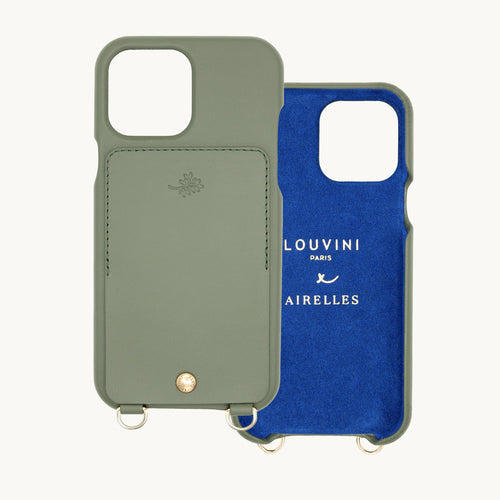 Coque iPhone en cuir avec étui vert