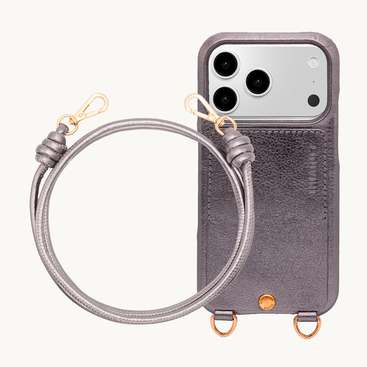 LOU Metallic Charcoal iPhone Case & Cord KATE Charcoal