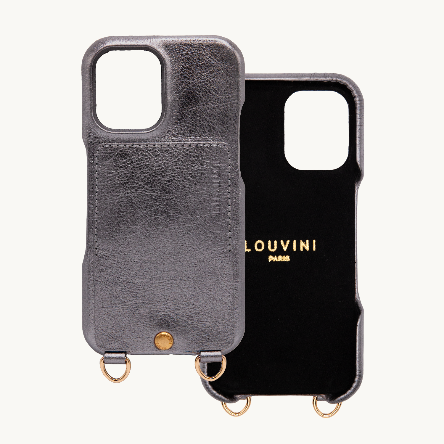iPhone Leather Case with LOU - METALLIC ANTHRACITE