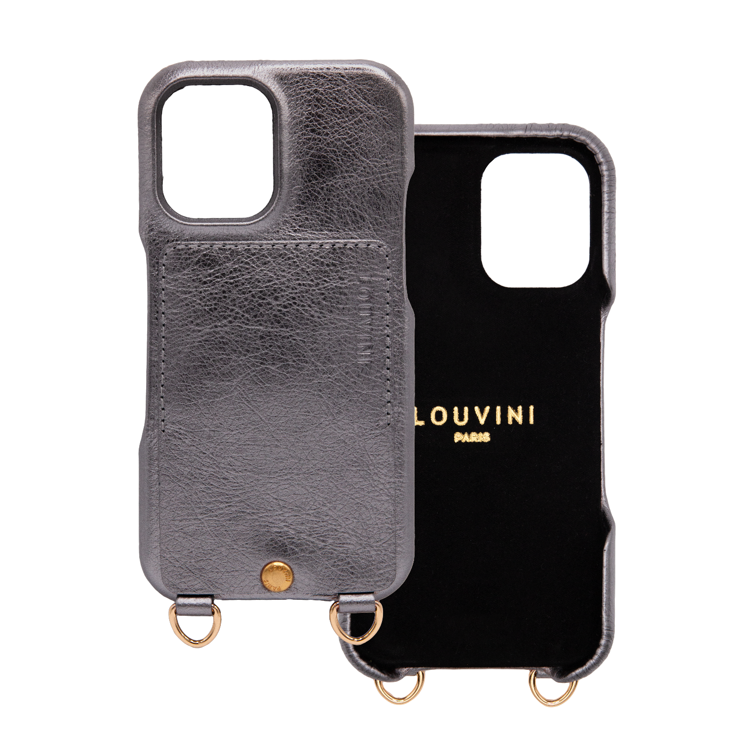 iPhone Leather Case with LOU - METALLIC ANTHRACITE
