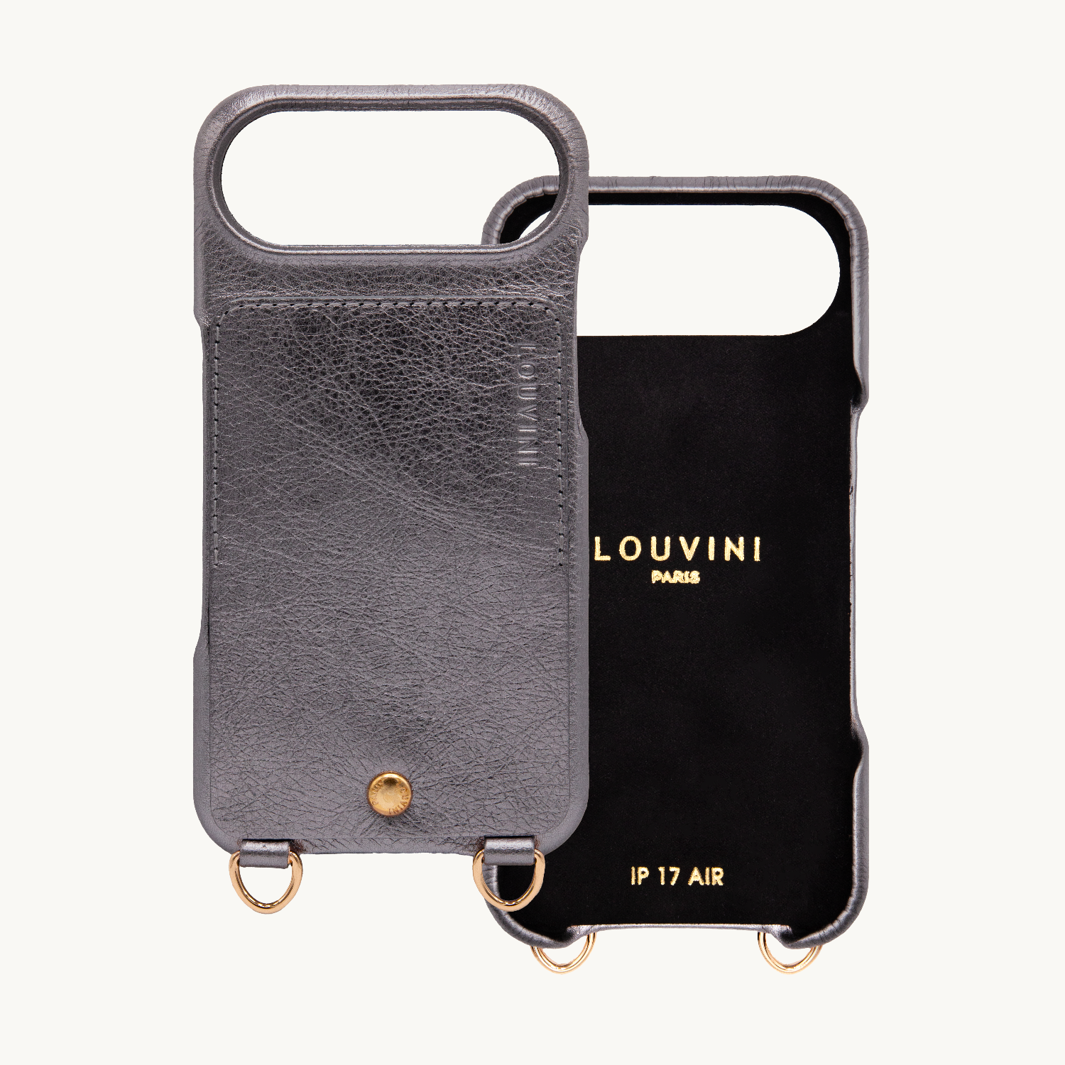iPhone Leather Case with LOU - METALLIC ANTHRACITE