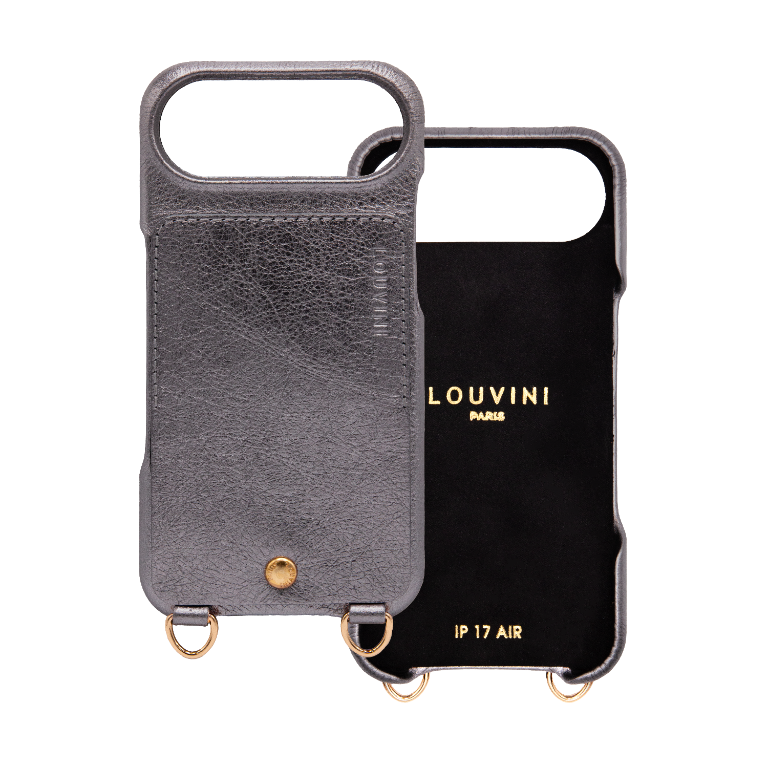iPhone Leather Case with LOU - METALLIC ANTHRACITE