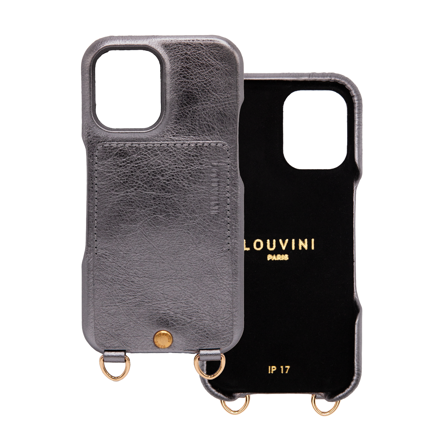 iPhone Leather Case with LOU - METALLIC ANTHRACITE