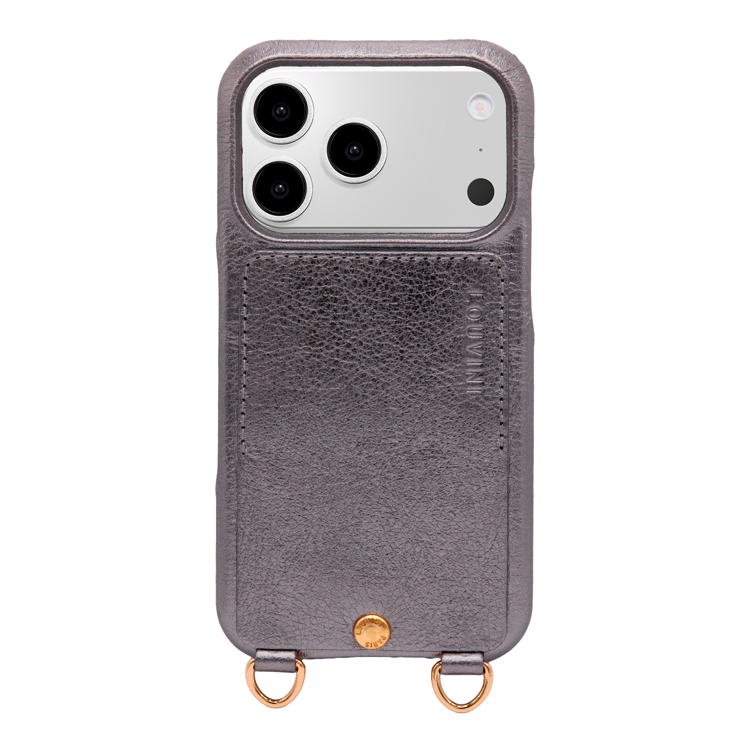 iPhone Leather Case with LOU - METALLIC ANTHRACITE