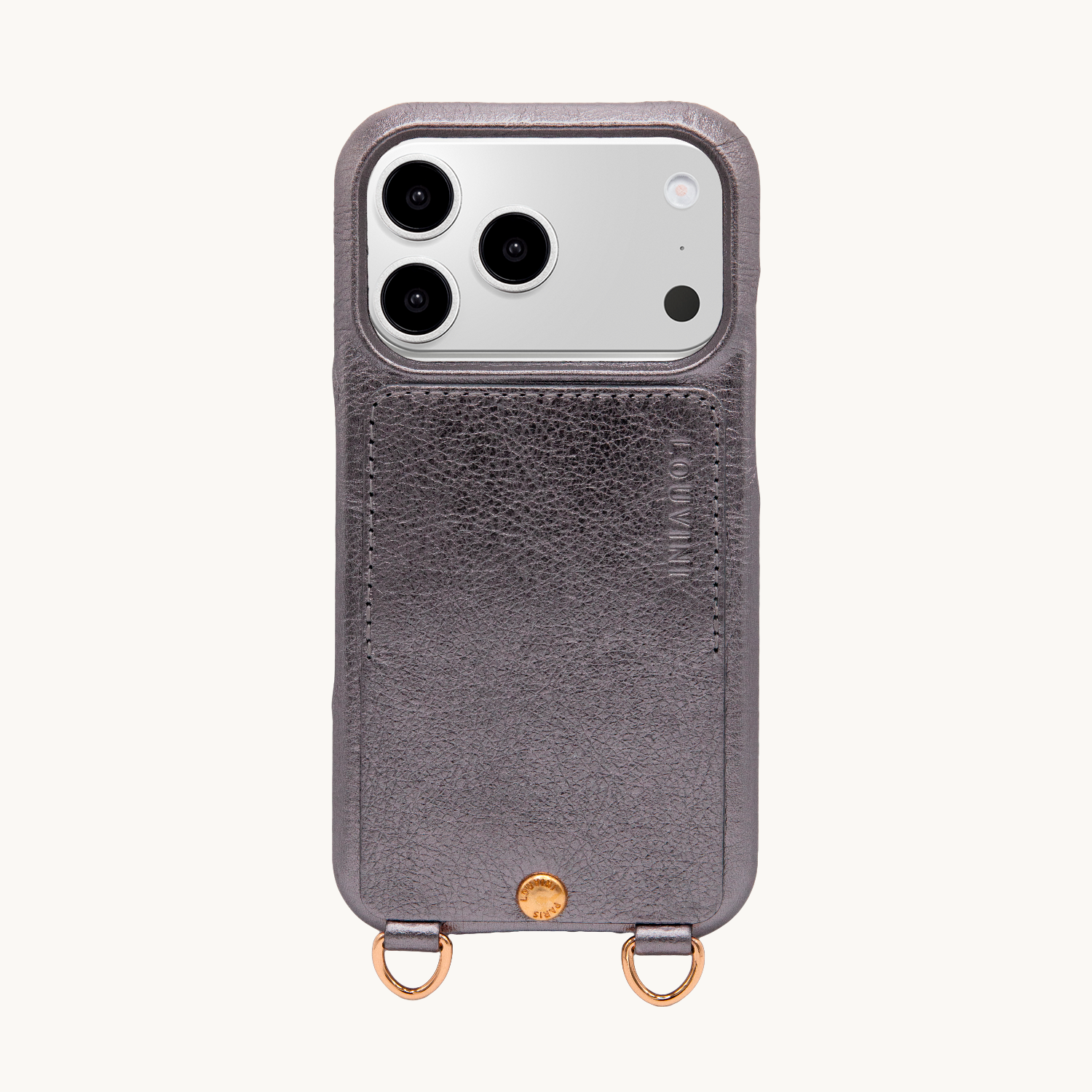 iPhone Leather Case with LOU - METALLIC ANTHRACITE
