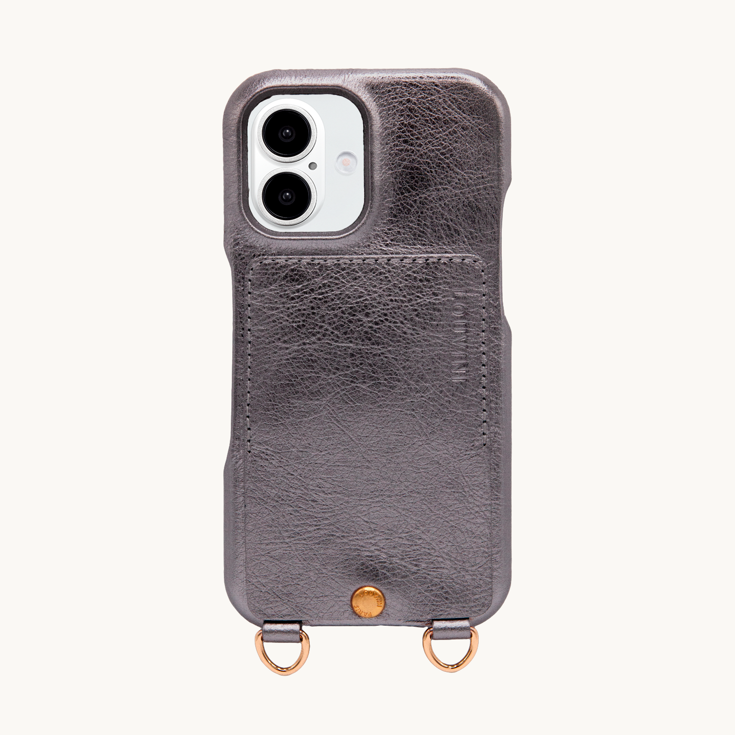 iPhone Leather Case with LOU - METALLIC ANTHRACITE