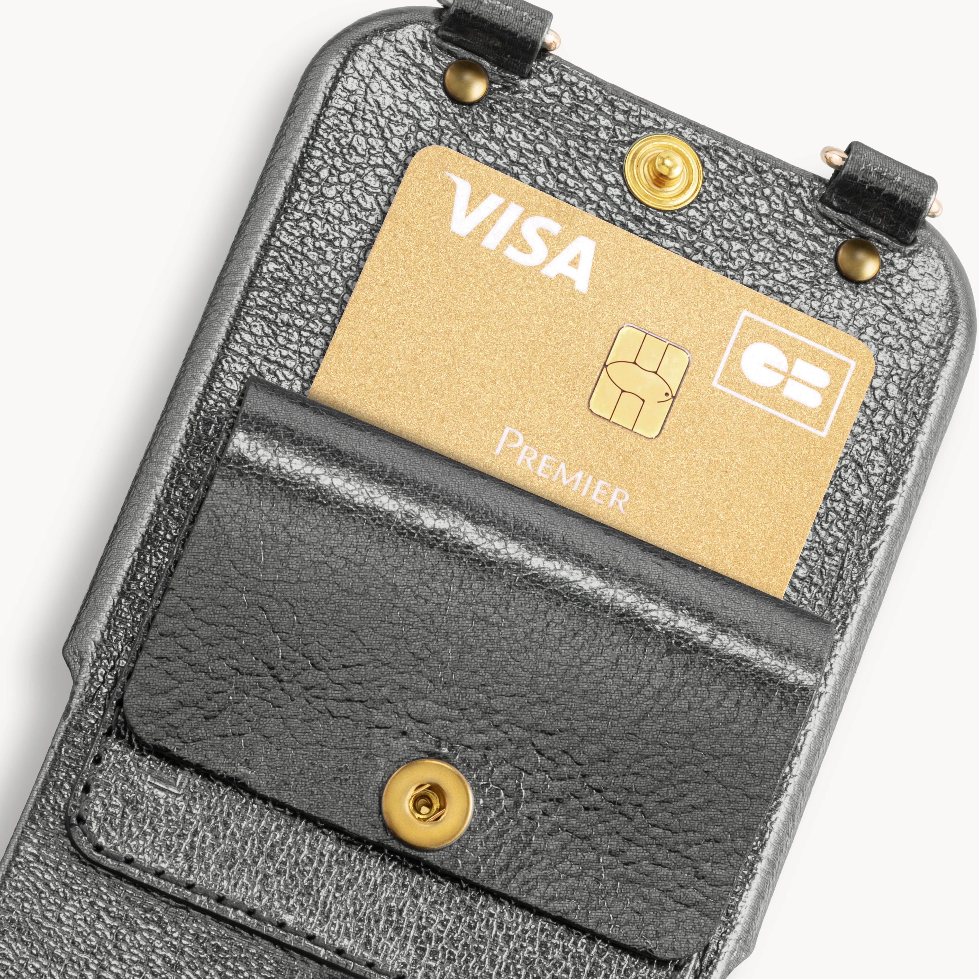 iPhone Leather Case with LOU - METALLIC ANTHRACITE