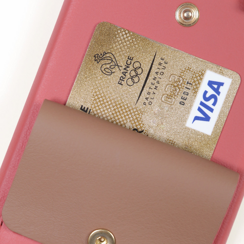 iPhone Leather Case with wallet and loops LOU - Blush