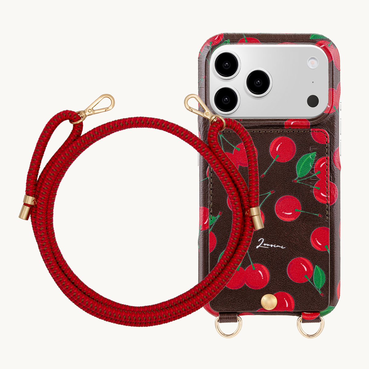 LOU Cherries iPhone Case & Cord TESSA Multicolour Red-Burgundy