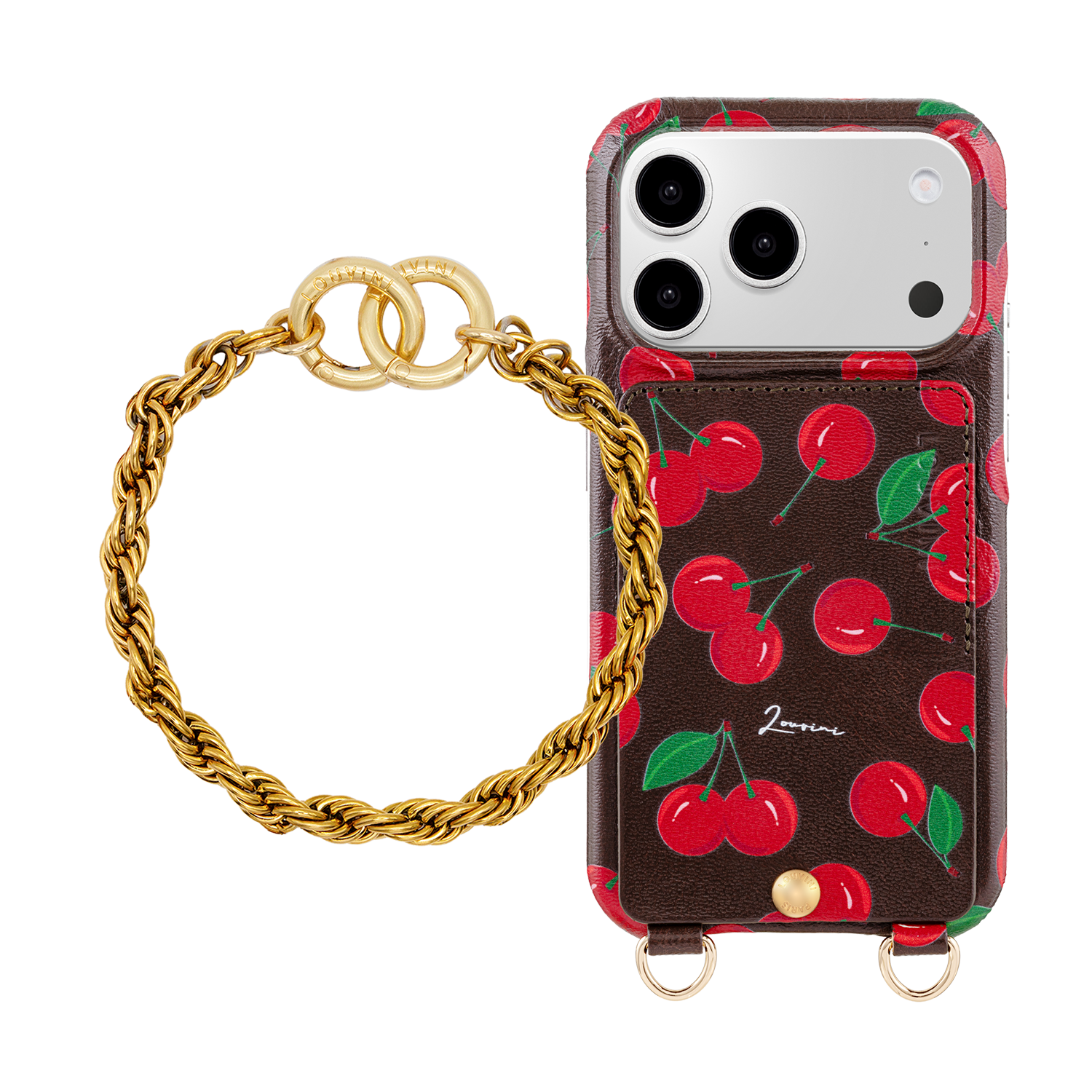 iPhone Leather Case LOU Cherries & PETIT CELINE Bracelet