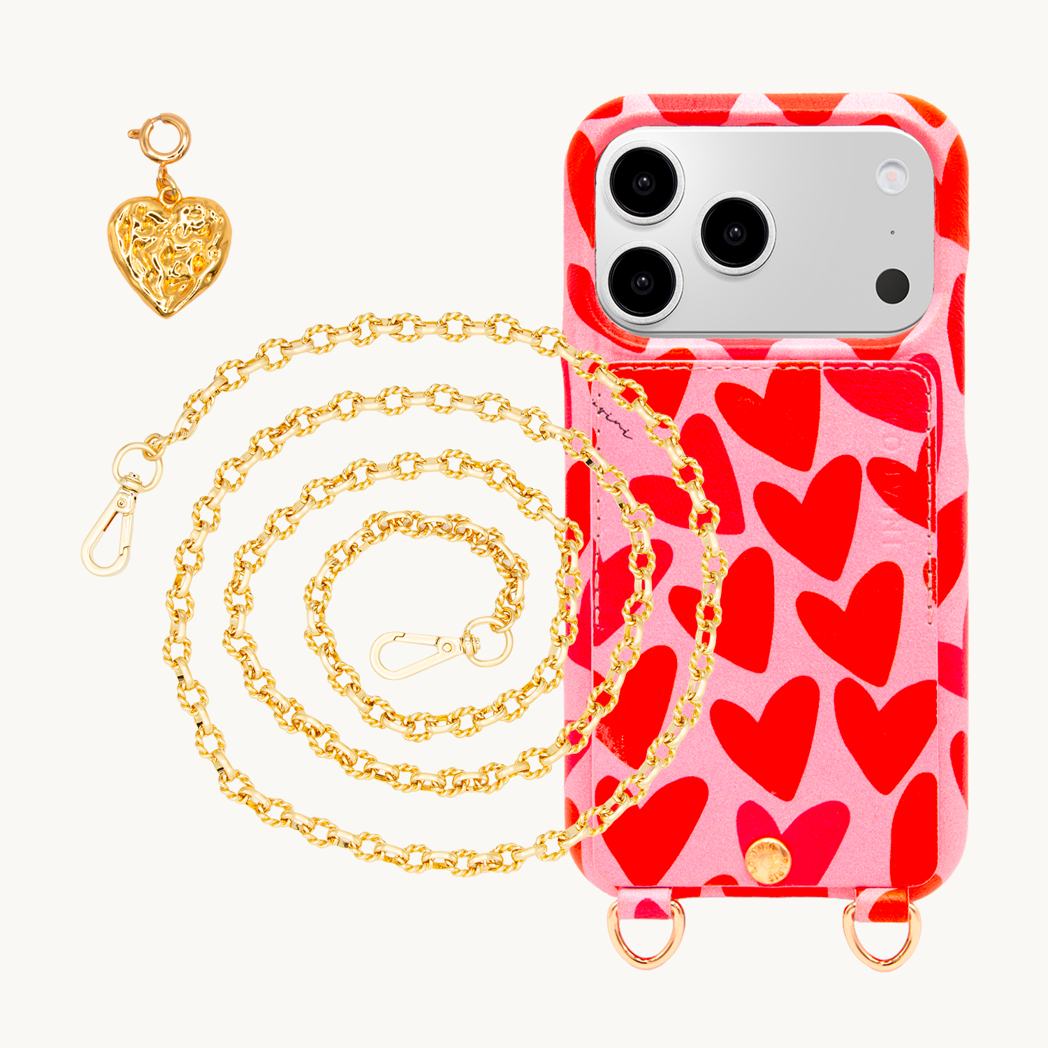 LOU Hearts iPhone Case & LUCKY NAKED Chain & LUCKY CHARMS Heart