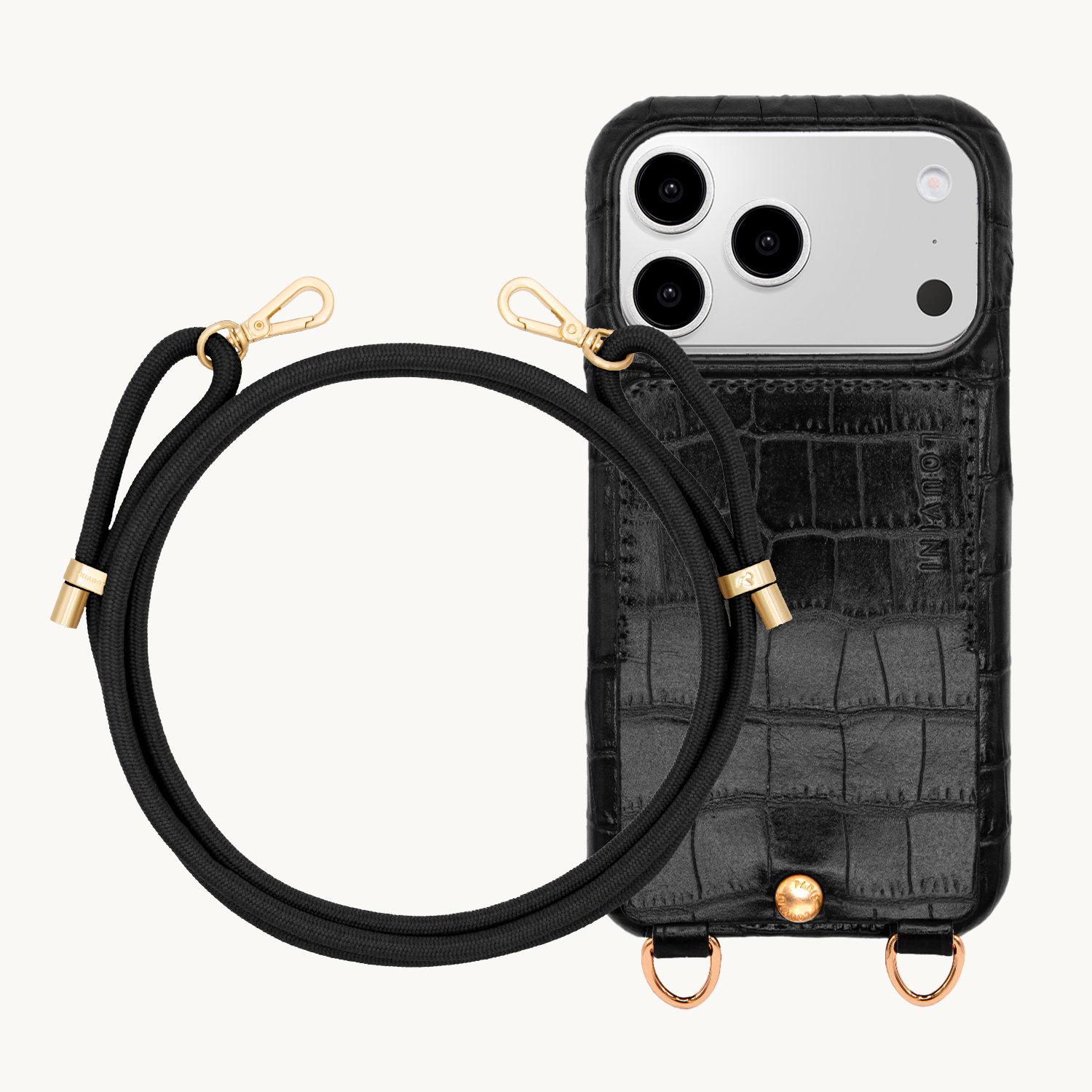 LOU Crocodile Black Iphone Case & TESSA Cord - Black