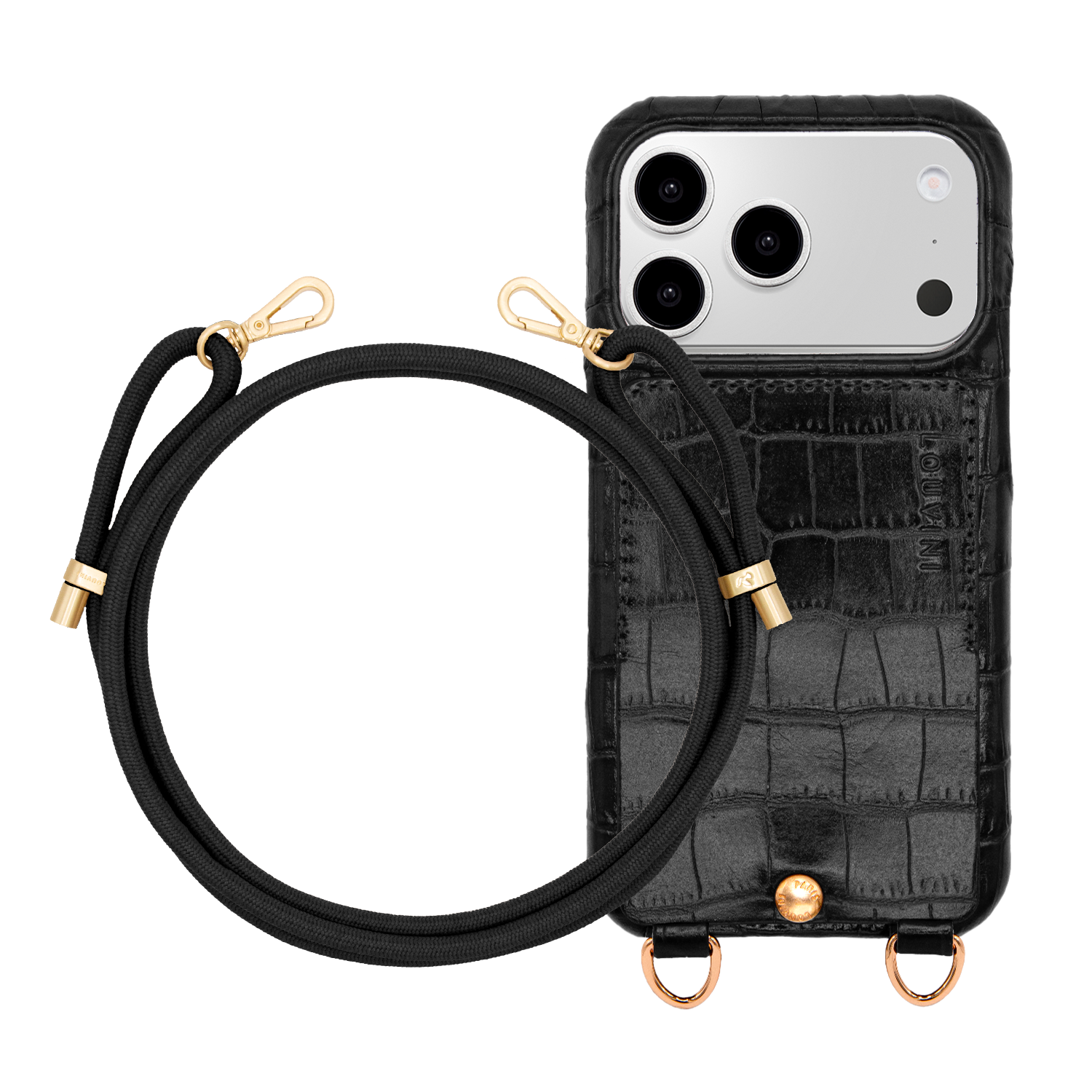 LOU Crocodile Black Iphone Case & TESSA Cord - Black