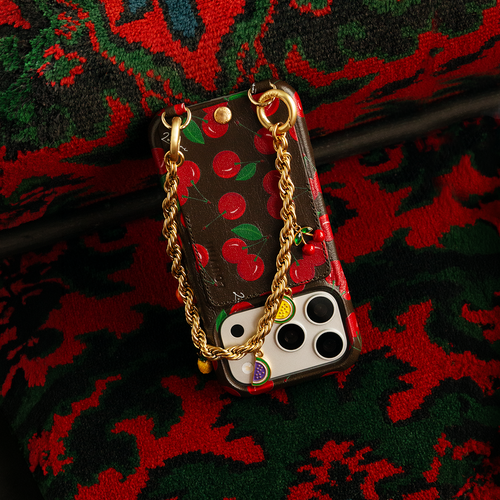 iPhone Leather Case LOU Cherries & PETIT CELINE Bracelet