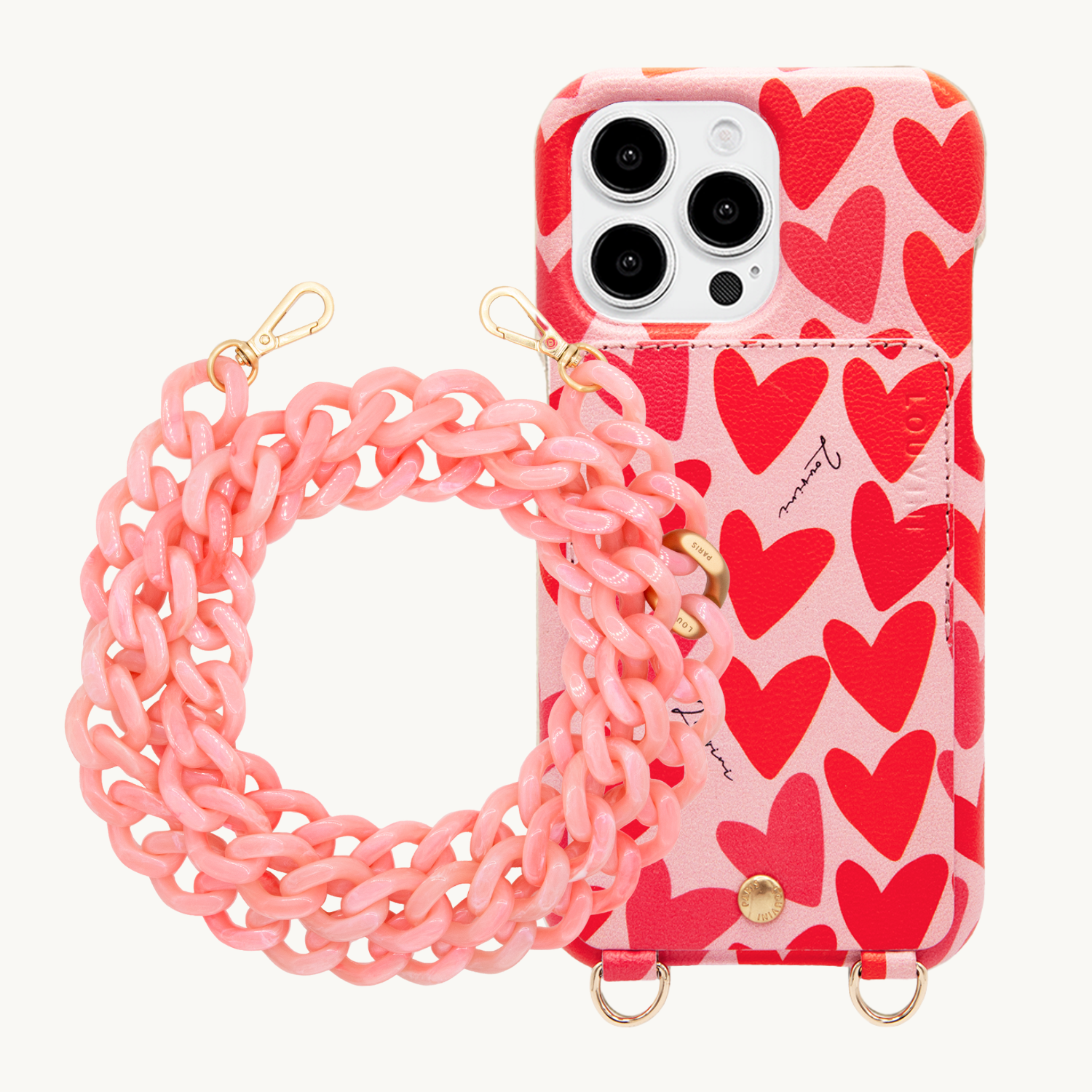 LOU iPhone Case Hearts & ZOE Chain Cherry Blossom
