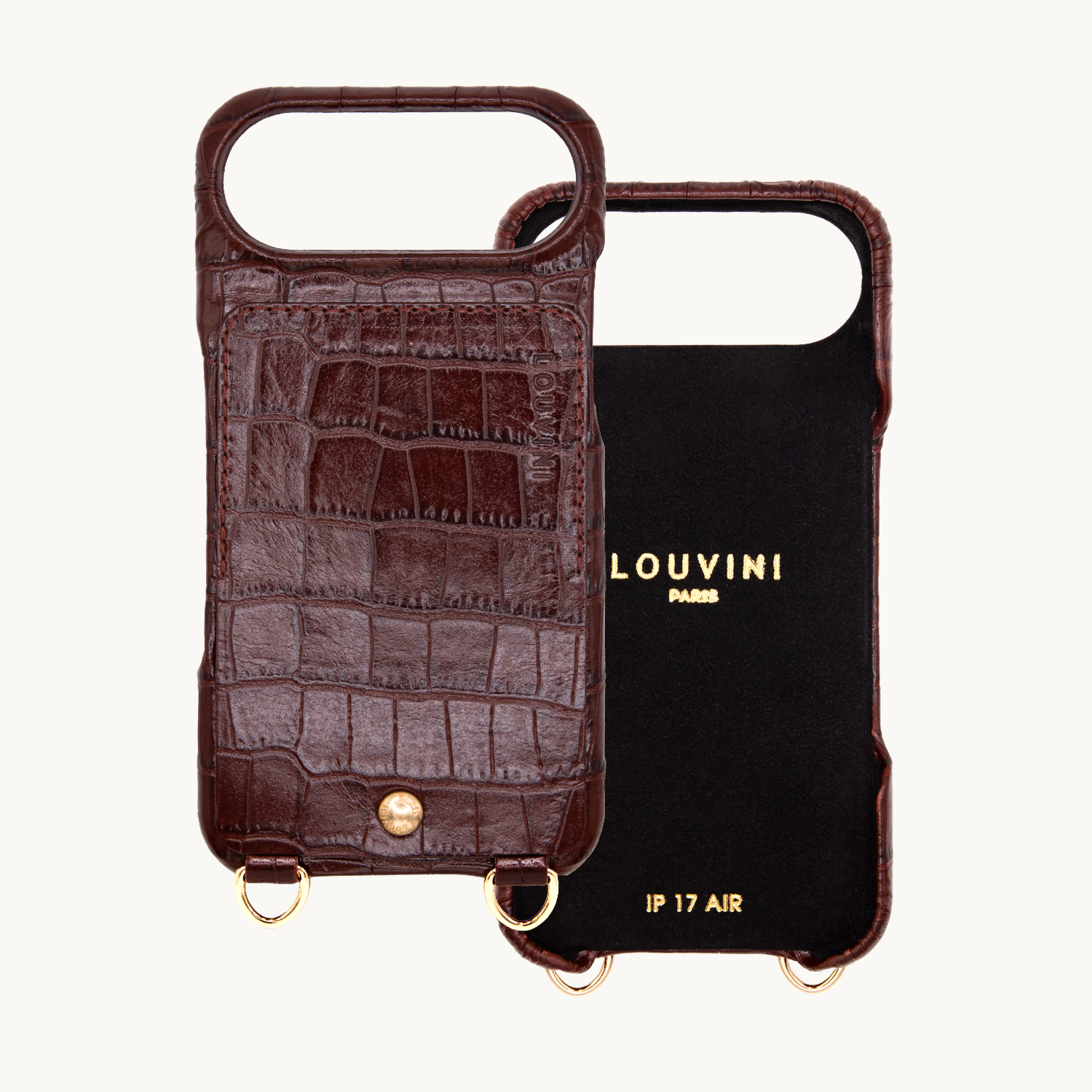 iPhone Leather Case with wallet and loops LOU - Crocodile Brown