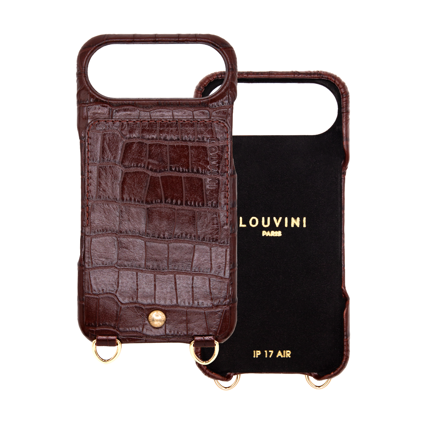 iPhone Leather Case with wallet and loops LOU - Crocodile Brown