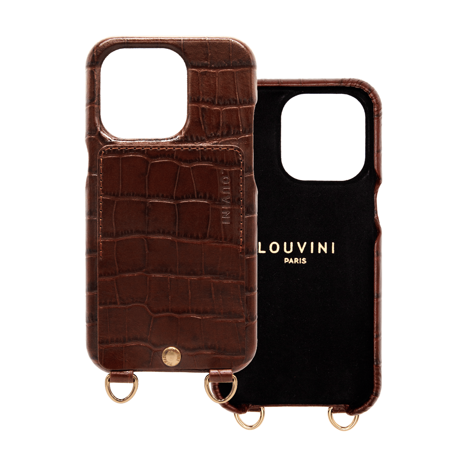 iPhone Leather Case with wallet and loops LOU - Crocodile Brown