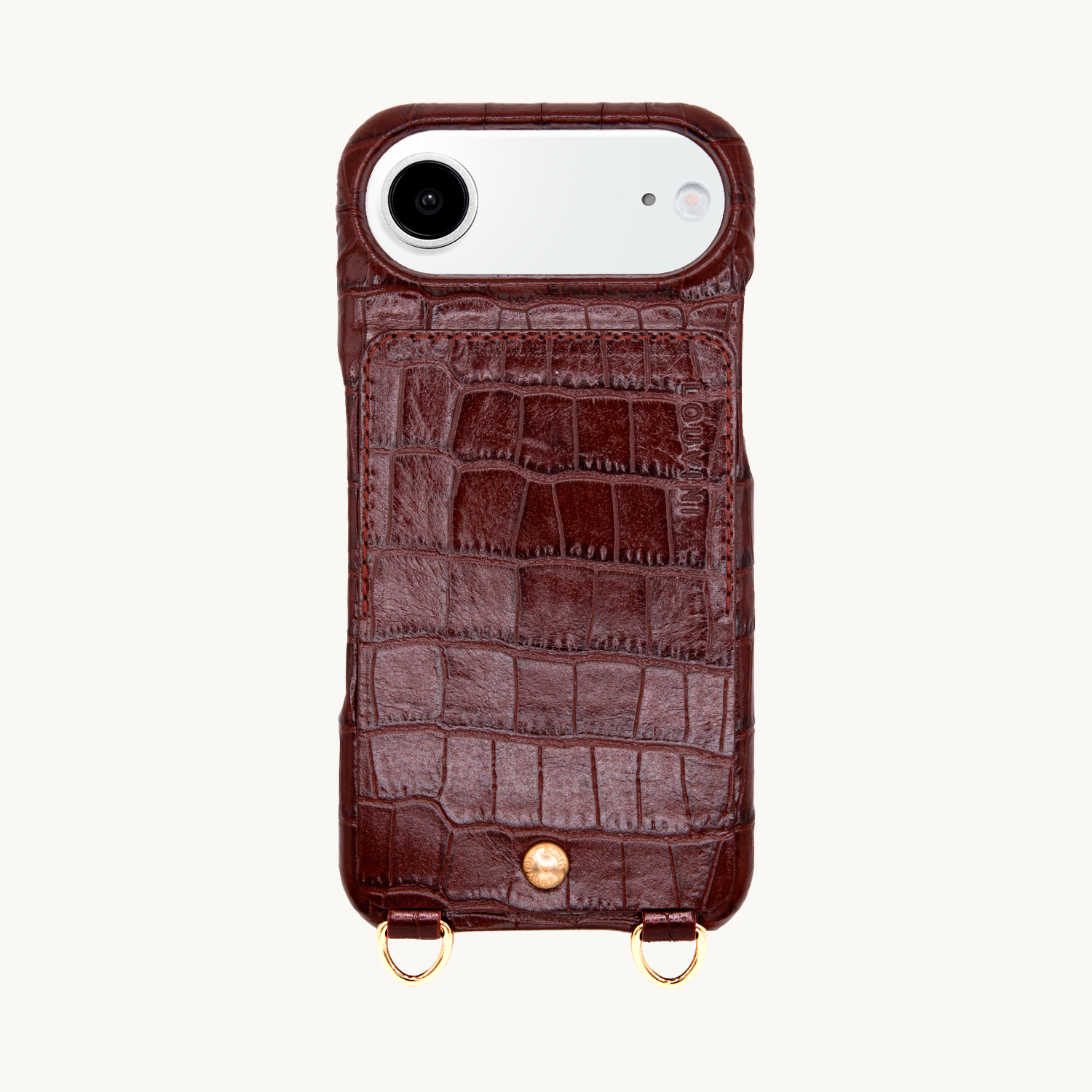 iPhone Leather Case with wallet and loops LOU - Crocodile Brown