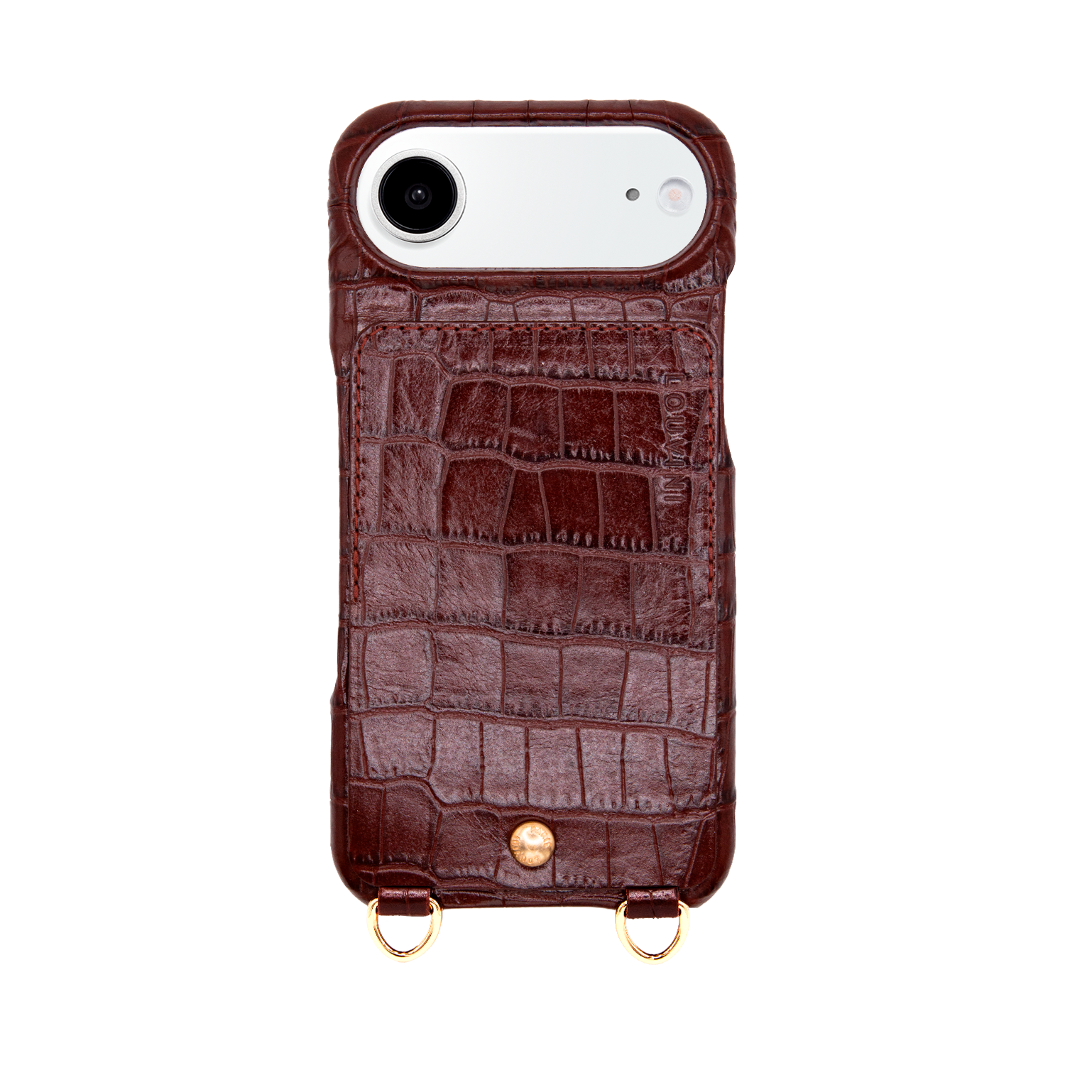 iPhone Leather Case with wallet and loops LOU - Crocodile Brown
