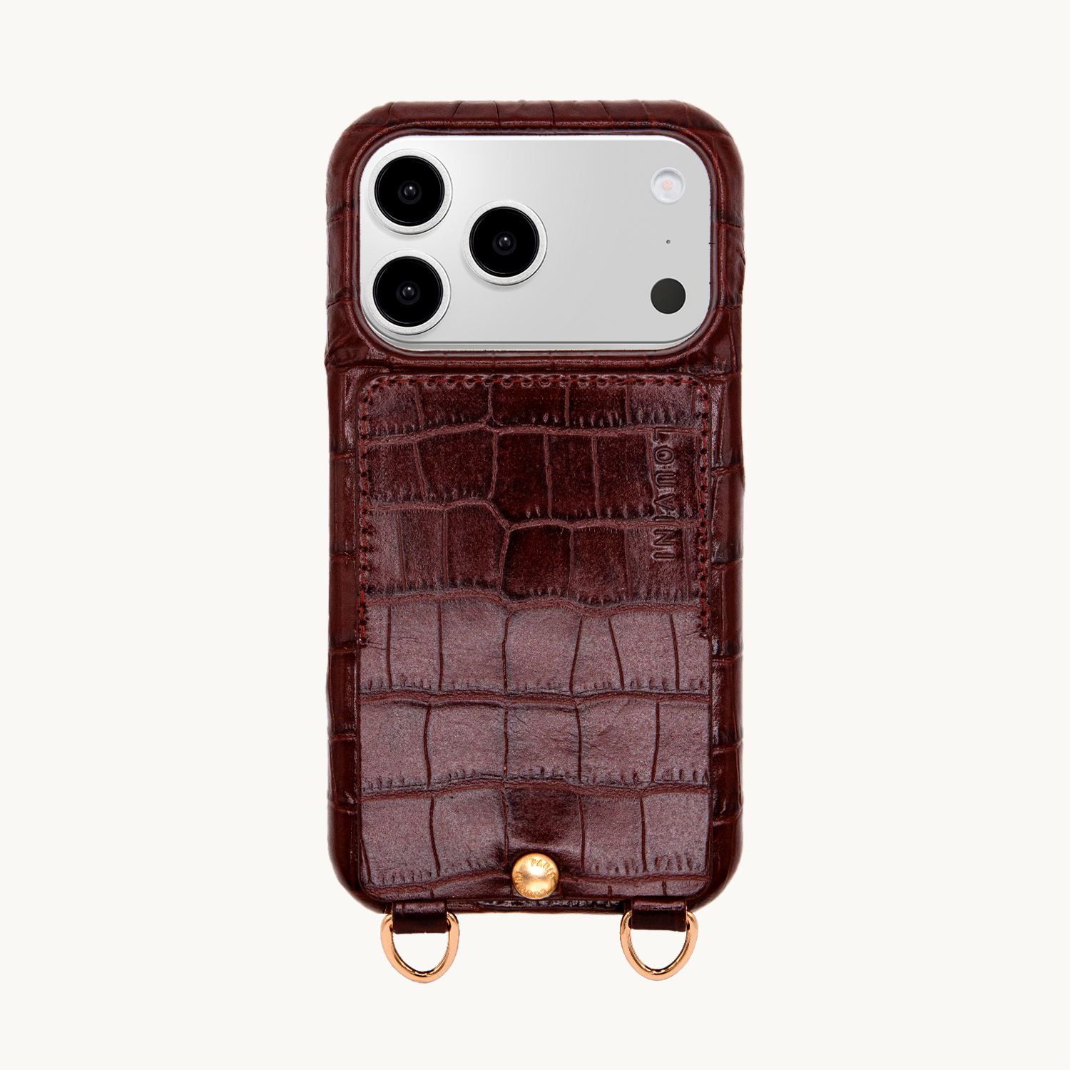 iPhone Leather Case with wallet and loops LOU - Crocodile Brown
