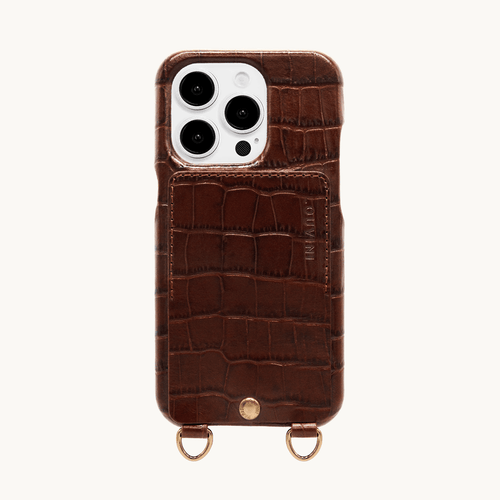 LOU Crocodile Brown iPhone Case & CUORE Burgundy-Brown Chain