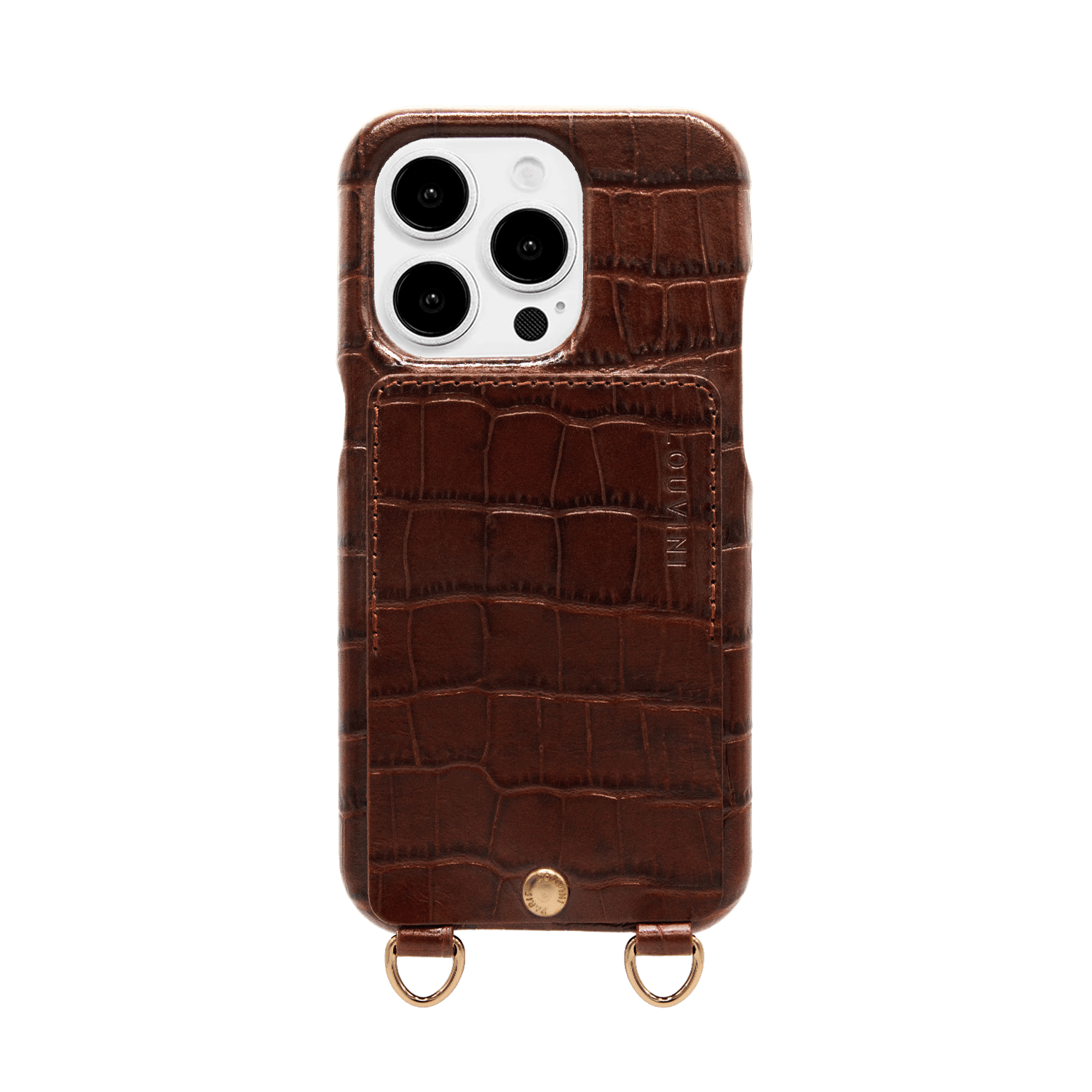 iPhone Leather Case with wallet and loops LOU - Crocodile Brown
